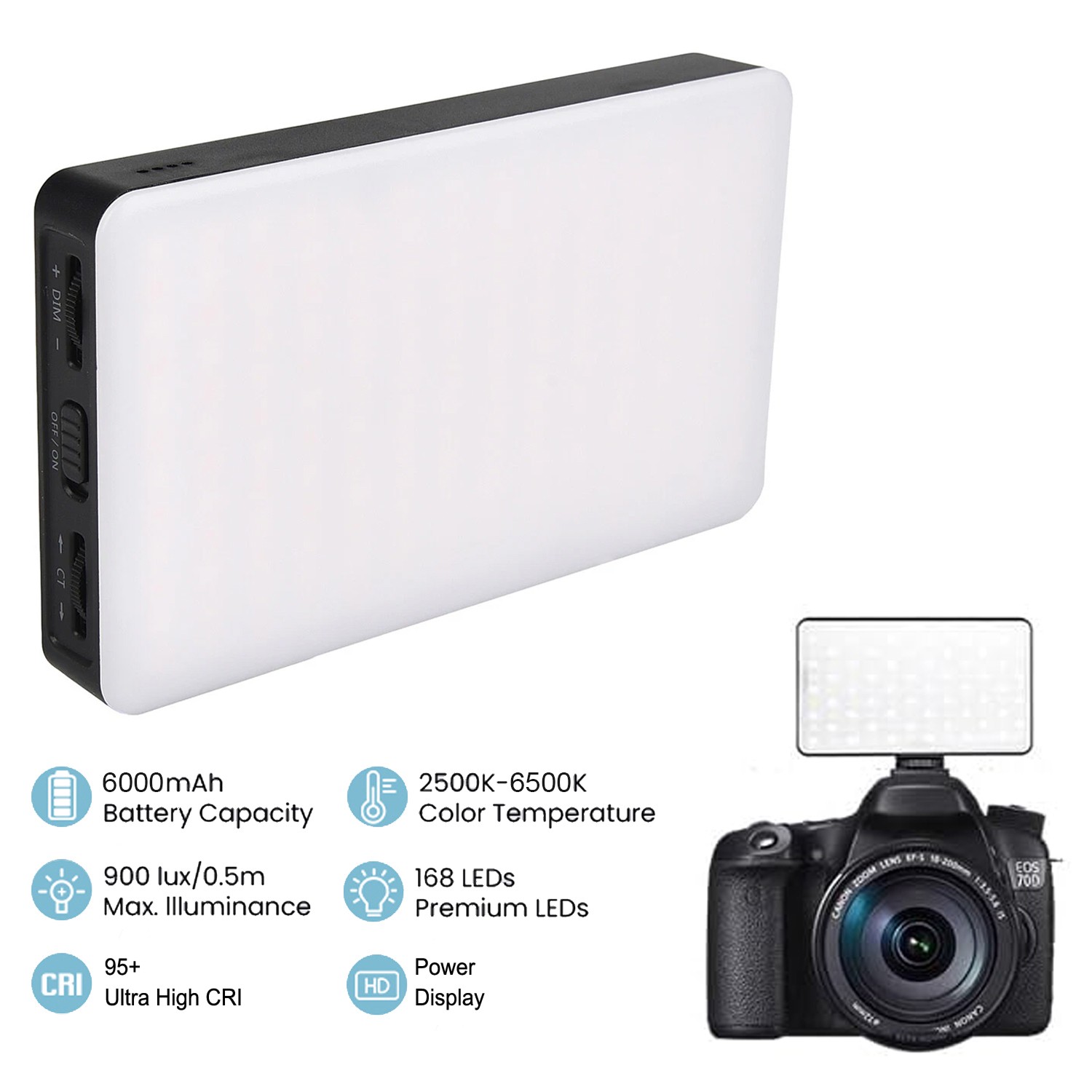 168LED Video Light Panel Fill Light Selfie Light for Phone Camera with Cold Boot