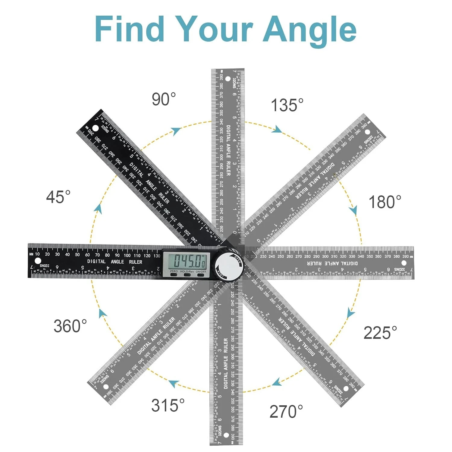 Third Generation Protractor Angle Finder Digital Angle Ruler with 7Inch 200Mm