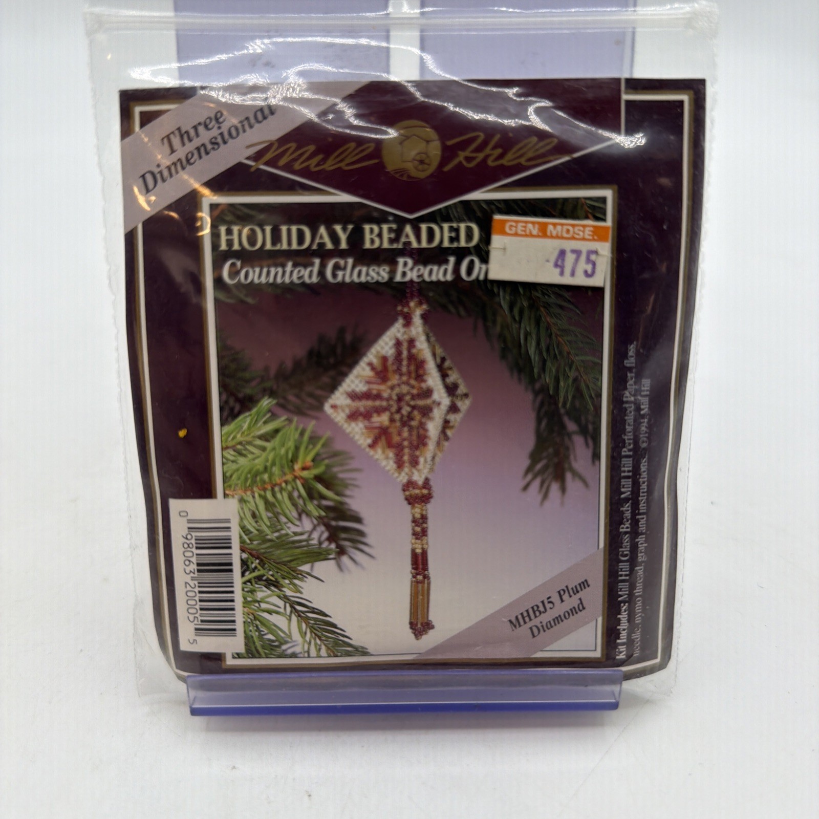 Mill Hill PLUM DIAMOND Holiday Beaded Jewels VTG 1994 Ornament Kit MHBJ5