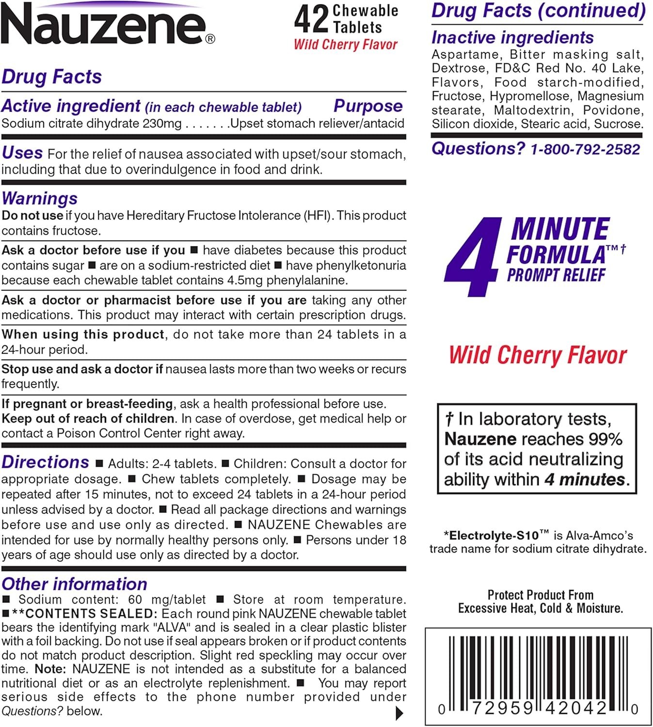 Nauzene Chewable Tablets 42 Count
