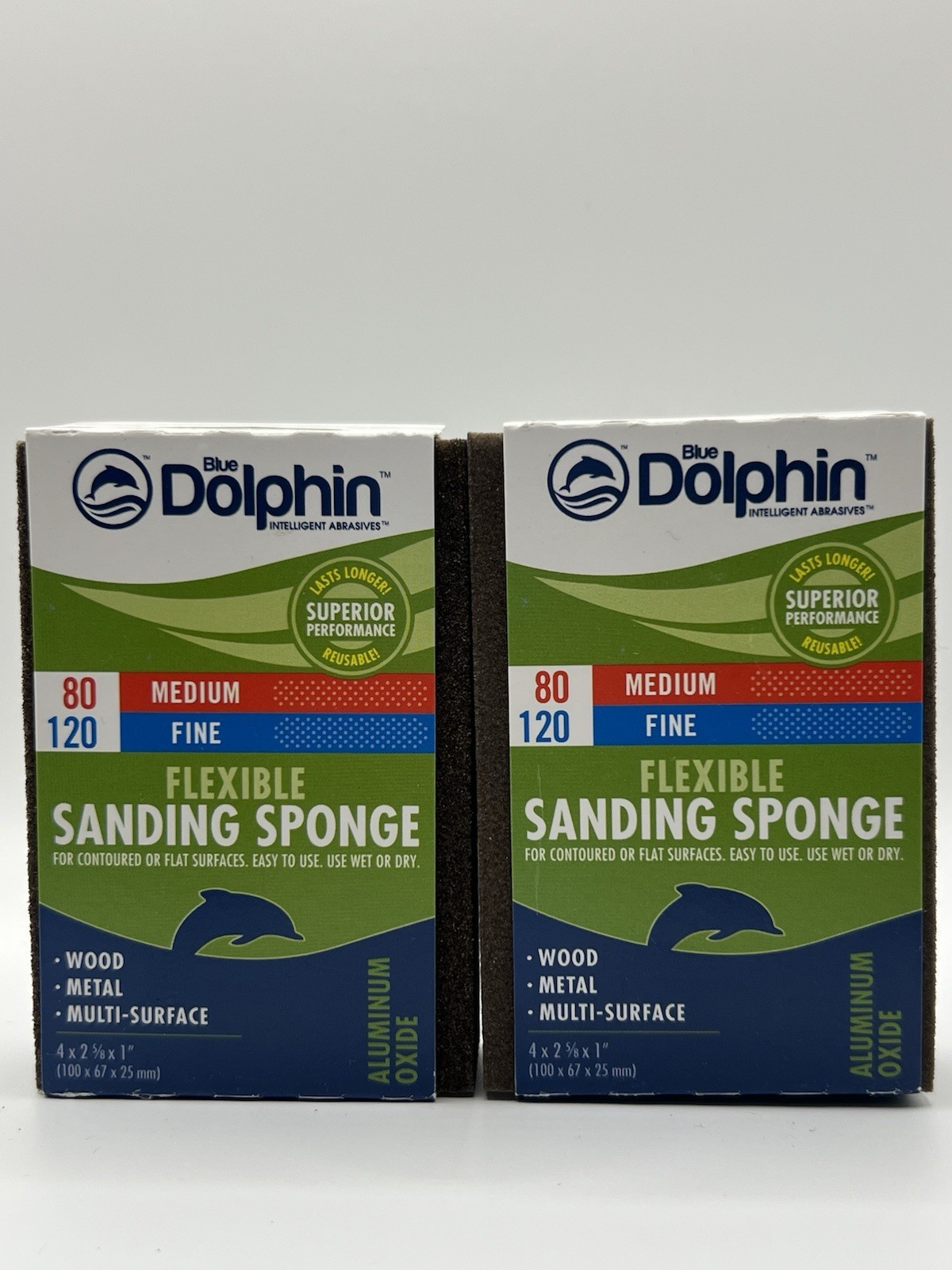 -NEW- Lot Of 2 Blue Dolphin Tapes Flexible Sanding Sponges 80 Medium 120 Fine