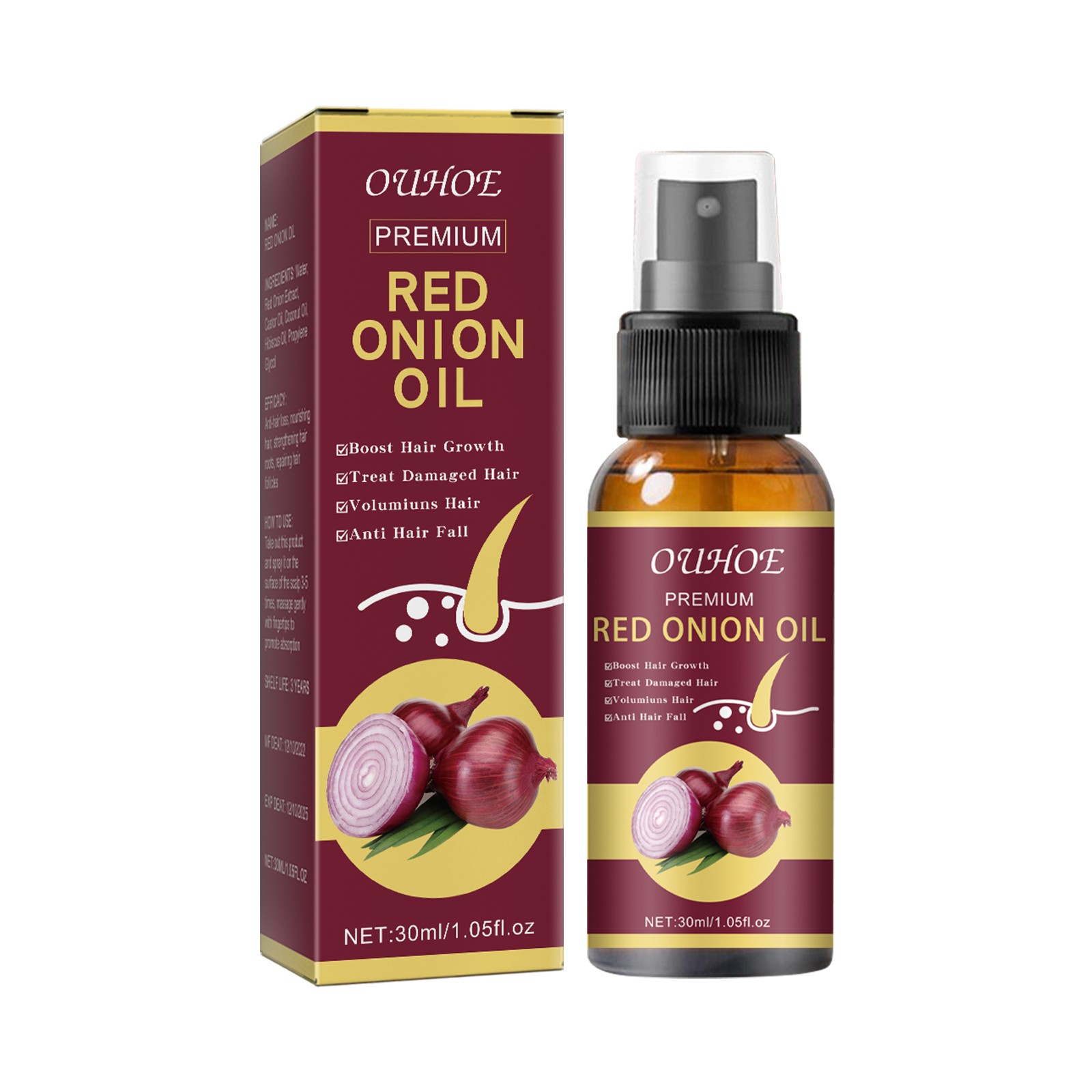 Onion Hair Growth Oil Spray Jojoba Oil Anti-Hair Loss Treatment for Thickening