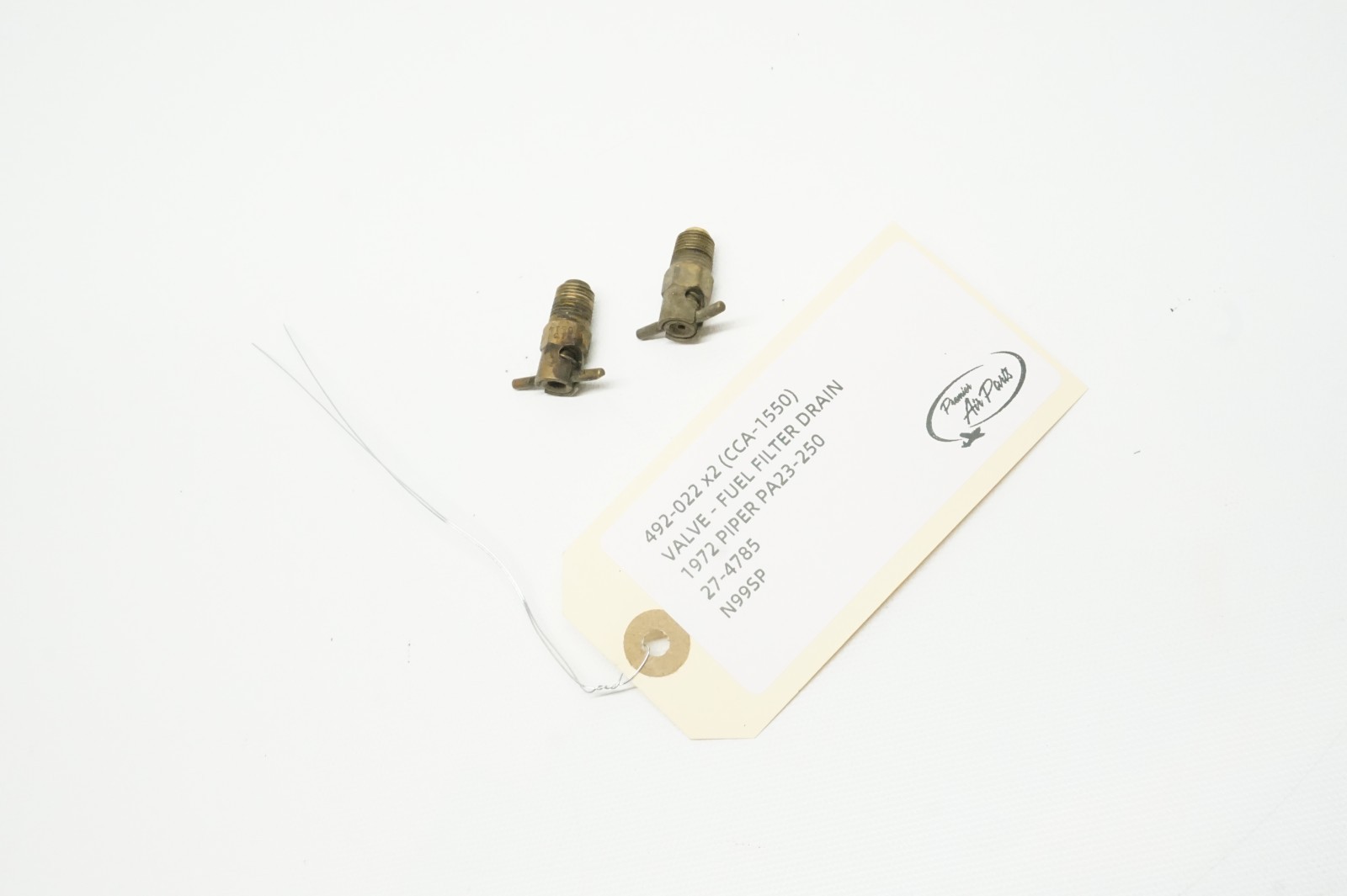 1972 Piper PA-23-250 Fuel Filter Drain Valve Set (2), P/N: 492-022 / CCA-1550