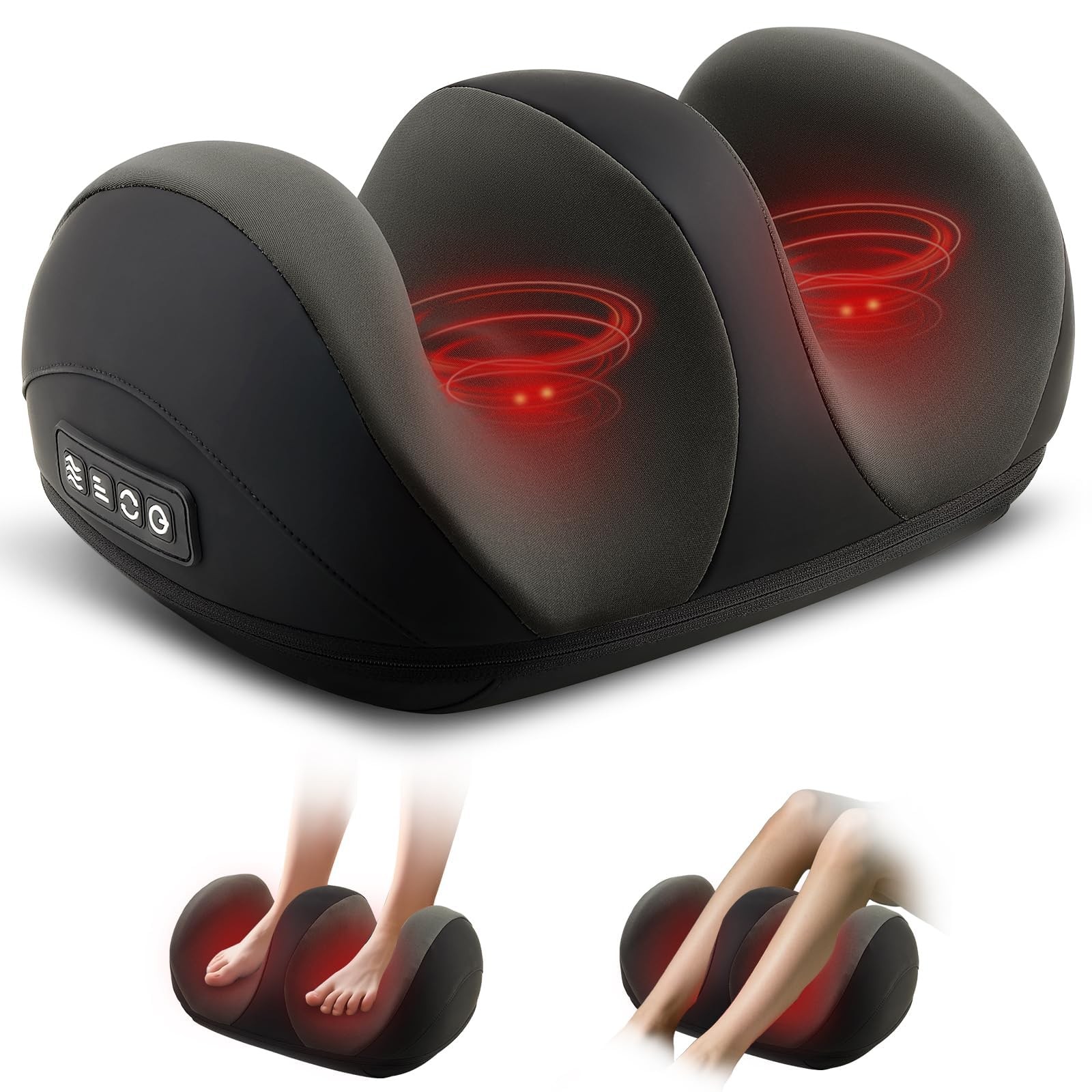 Foot Massager with Heat, Shiatsu Kneading Foot and Calf Massager Machine with...