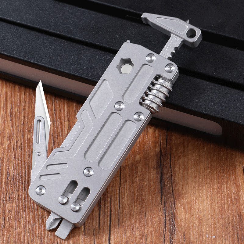 For EDC Titanium Alloy Multi Tool Adjustable Wrench Pocket With Bit Holder HOT