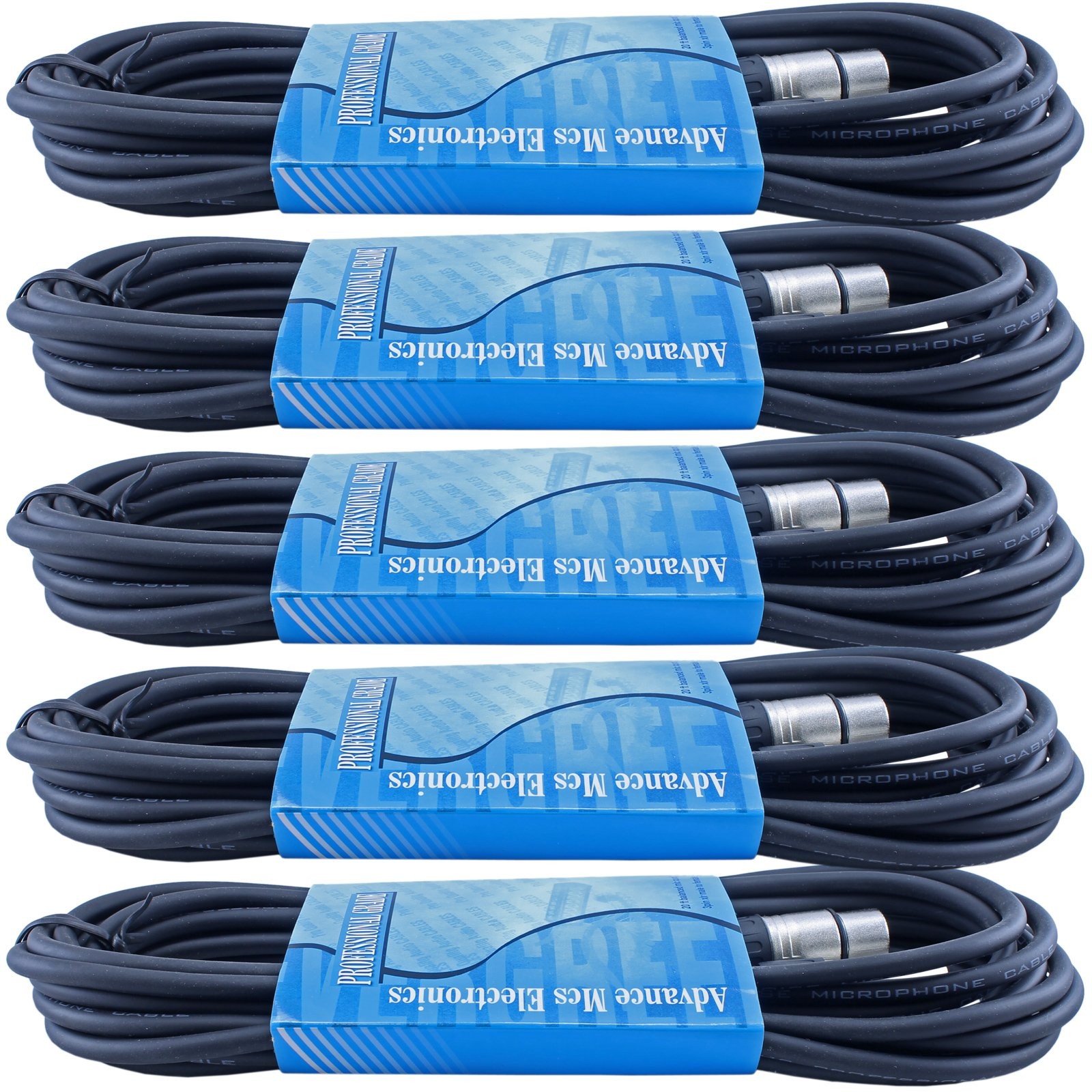 5 Pack of 10 Foot Male to Female 3 Pin XLR Mic Microphone Audio Cable