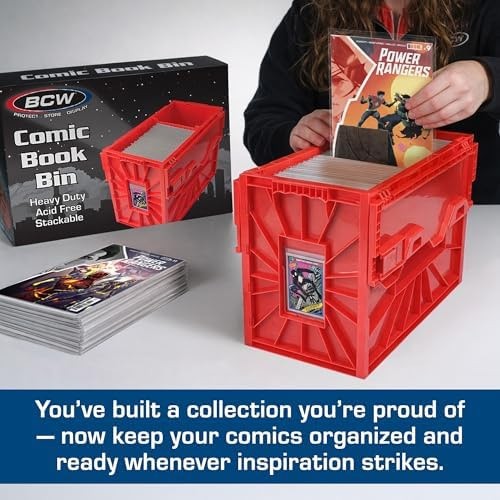 BCW Short Comic Book Bin | Holds 150 Comics | Stackable Plastic Storage | Aci...