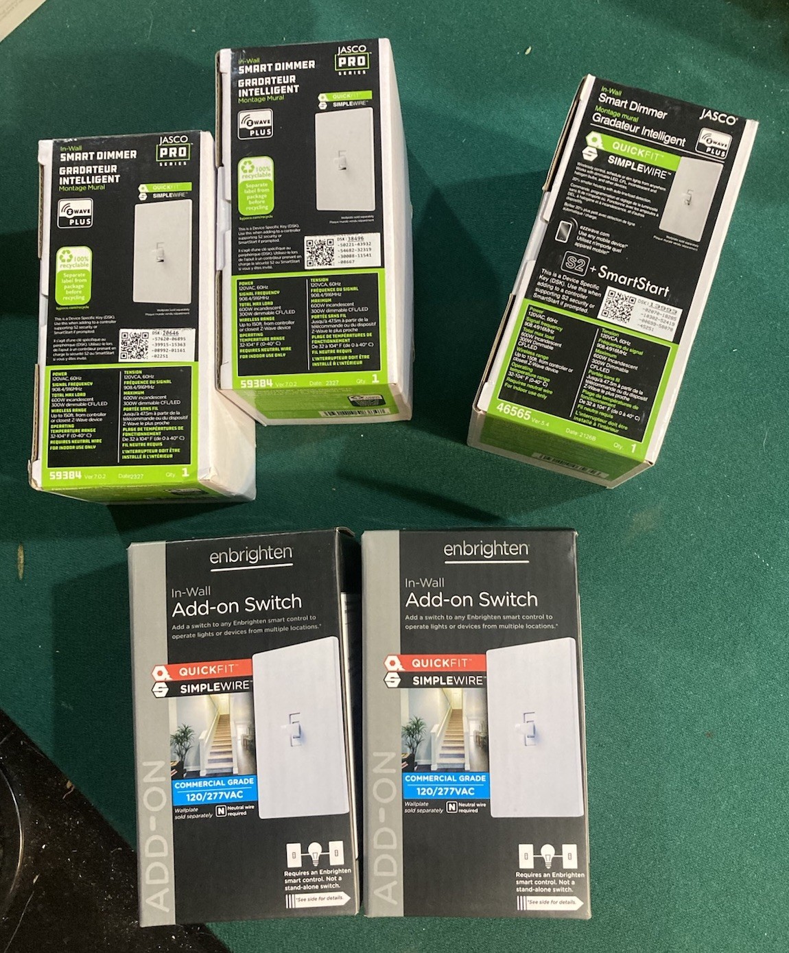 5 NEW SMART DIMMER SWITCHES WHITE QUICK FIT SIMPLE WIRE EMBRIGHTON JASCO PRO