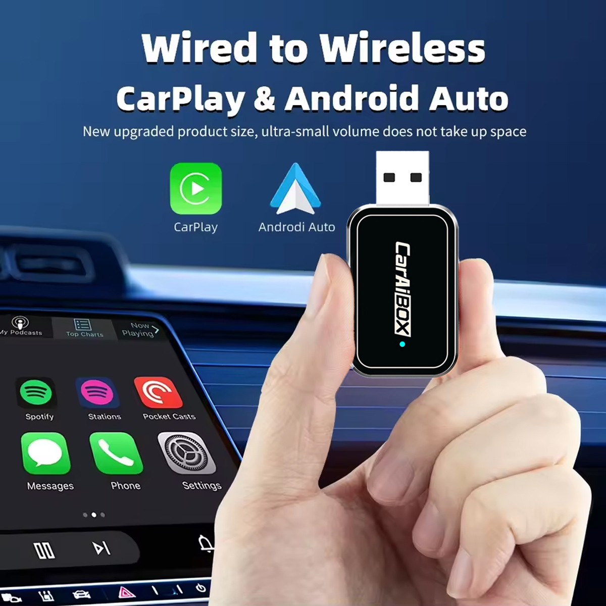 USB Wireless CarPlay Adapter For iPhone Apple Wireless Dongle Plug ＆Play Black