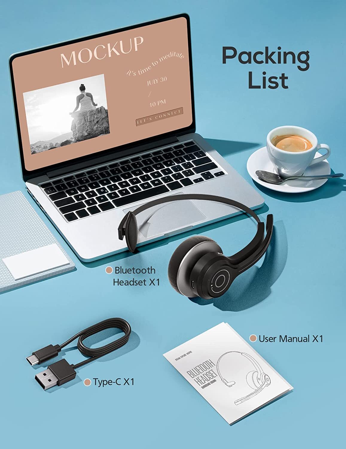 Mpow Bluetooth Wireless Headphone Over Head Business Driver Headset w/ Mute Mic