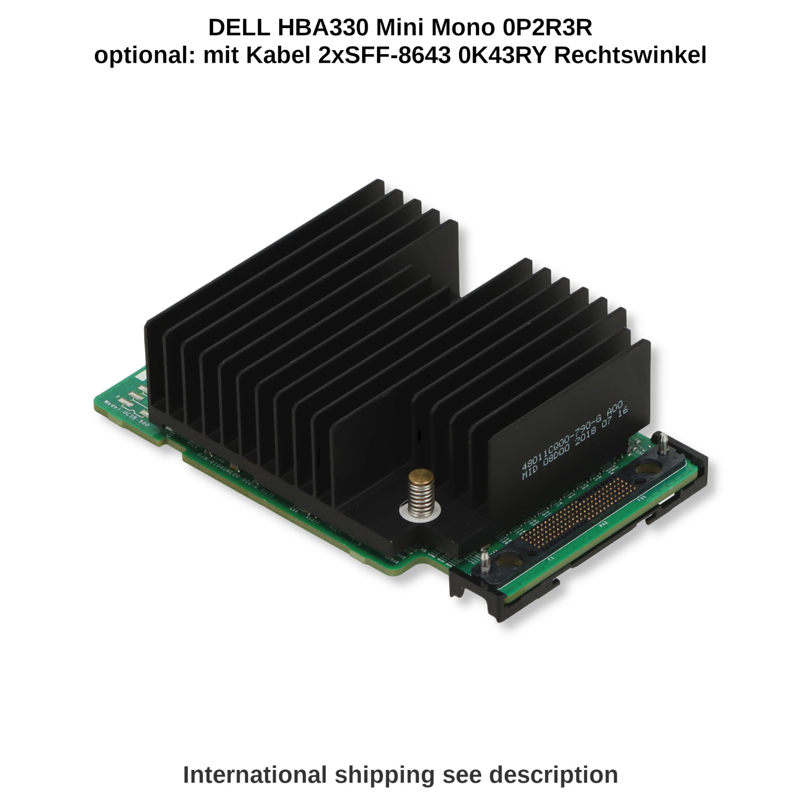 Dell HBA330 Mini Mono ZFS TrueNAS Unraid 0P2R3R + Cable 50cm 2xSFF-8643 0K43RY