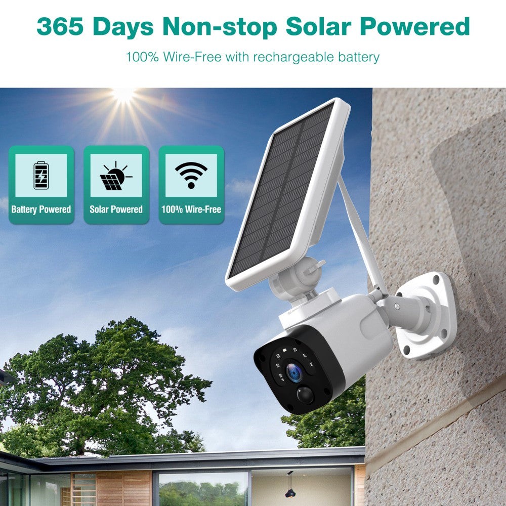 4MP Solar Battery Powered Wireless Security Camera System PIR Detect Protection