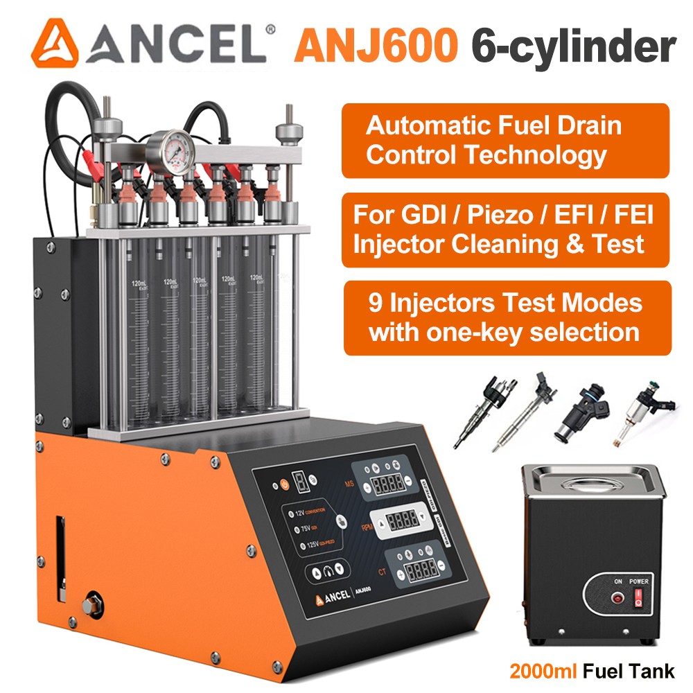 ANCEL ANJ600 Ultrasonic Fuel Injector Cleaner Tester EFI MPI SFI Resistance Test
