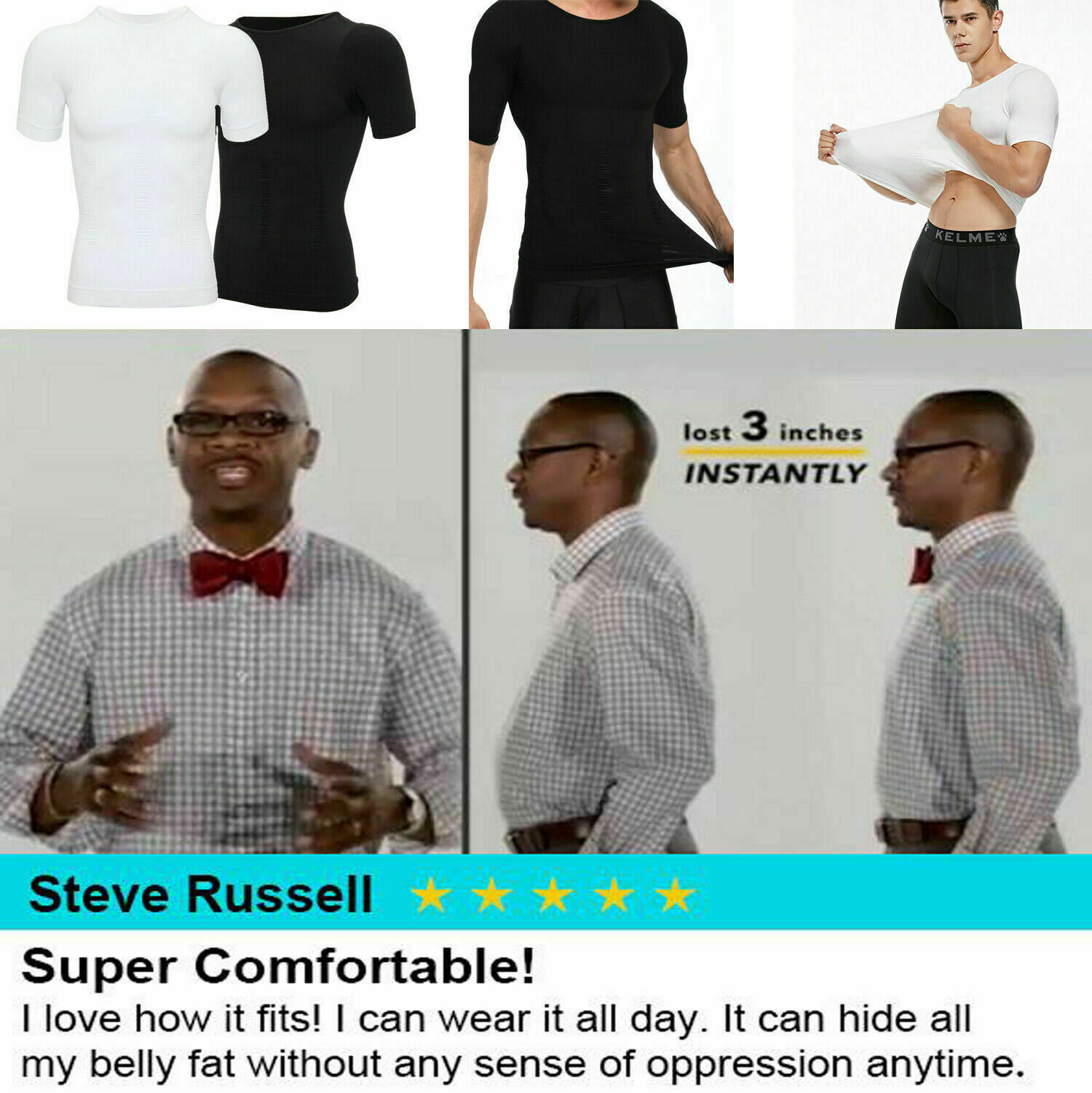 Men's Fashion Compression T-Shirt Body Shaper Crew Neck Muscle Workout Tank Top