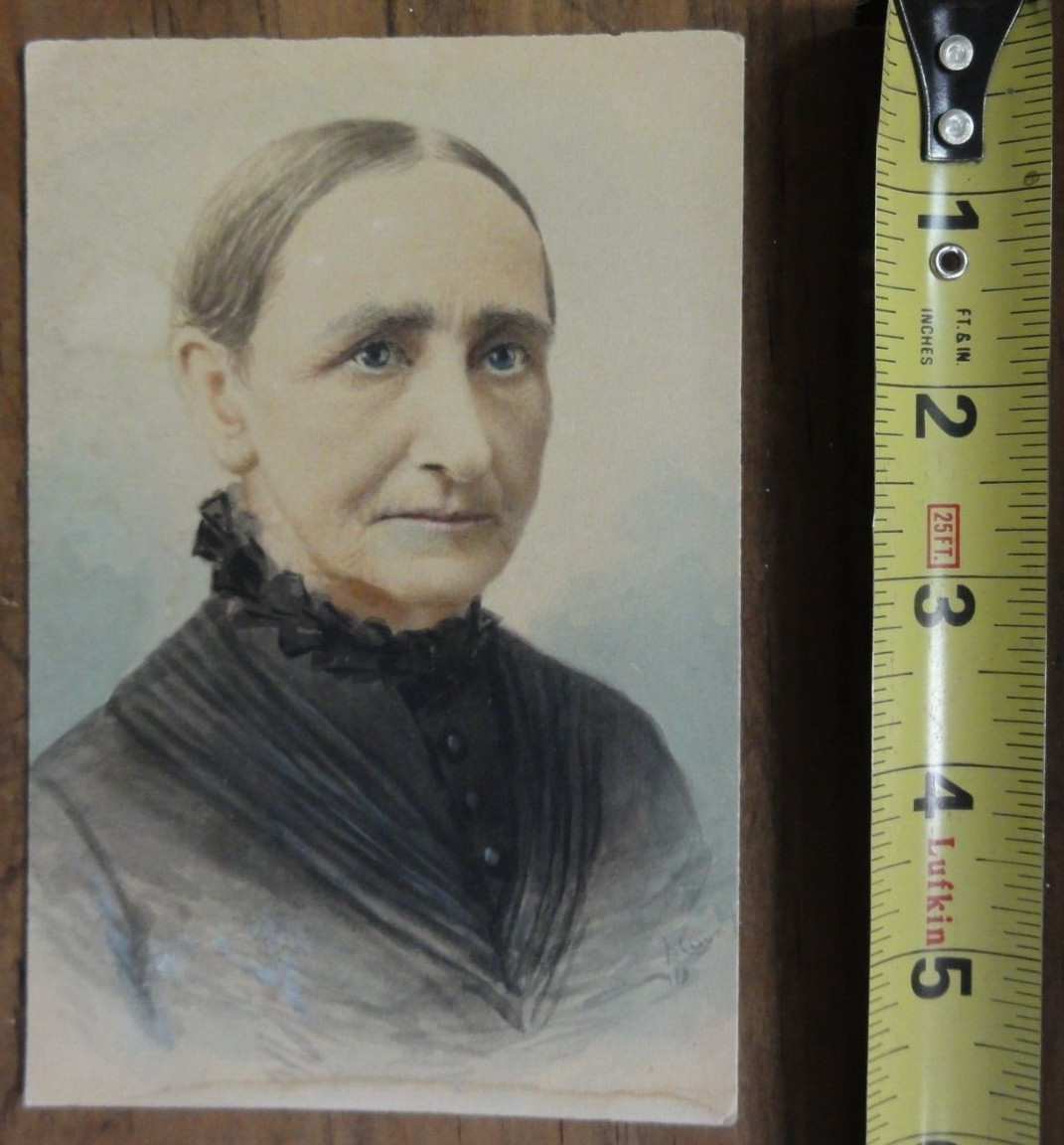Watercolor Drawing Stern Looking Victorian Elderly Woman LeCount postcard size