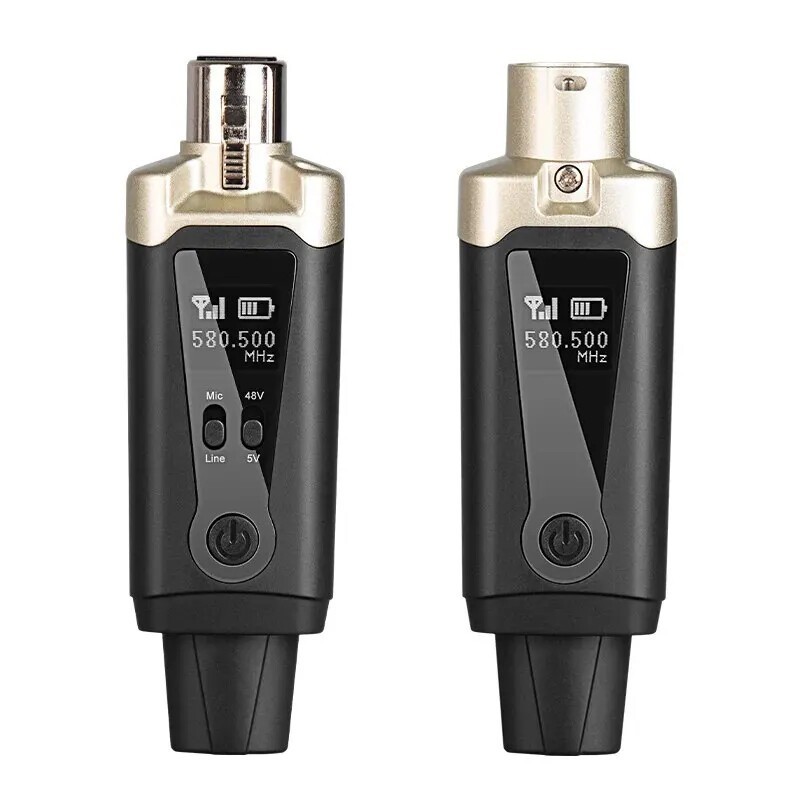 Wireless Microphone System XLR Mic Adapter Converter UHF Automatic Transmitter