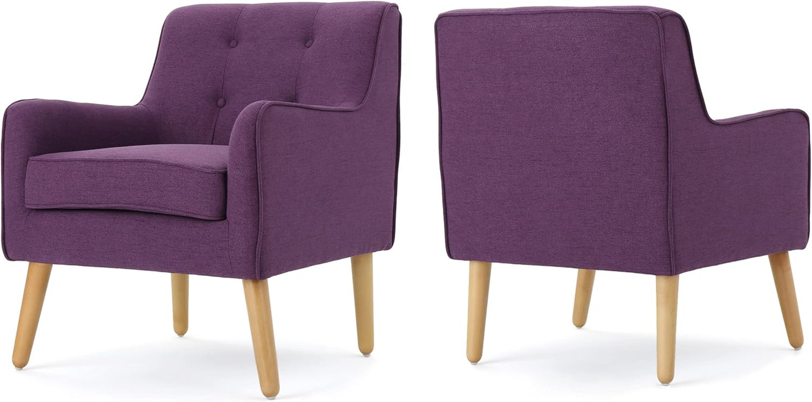 Felicity Purple Mid-Century Fabric Arm Chairs - Set of 2