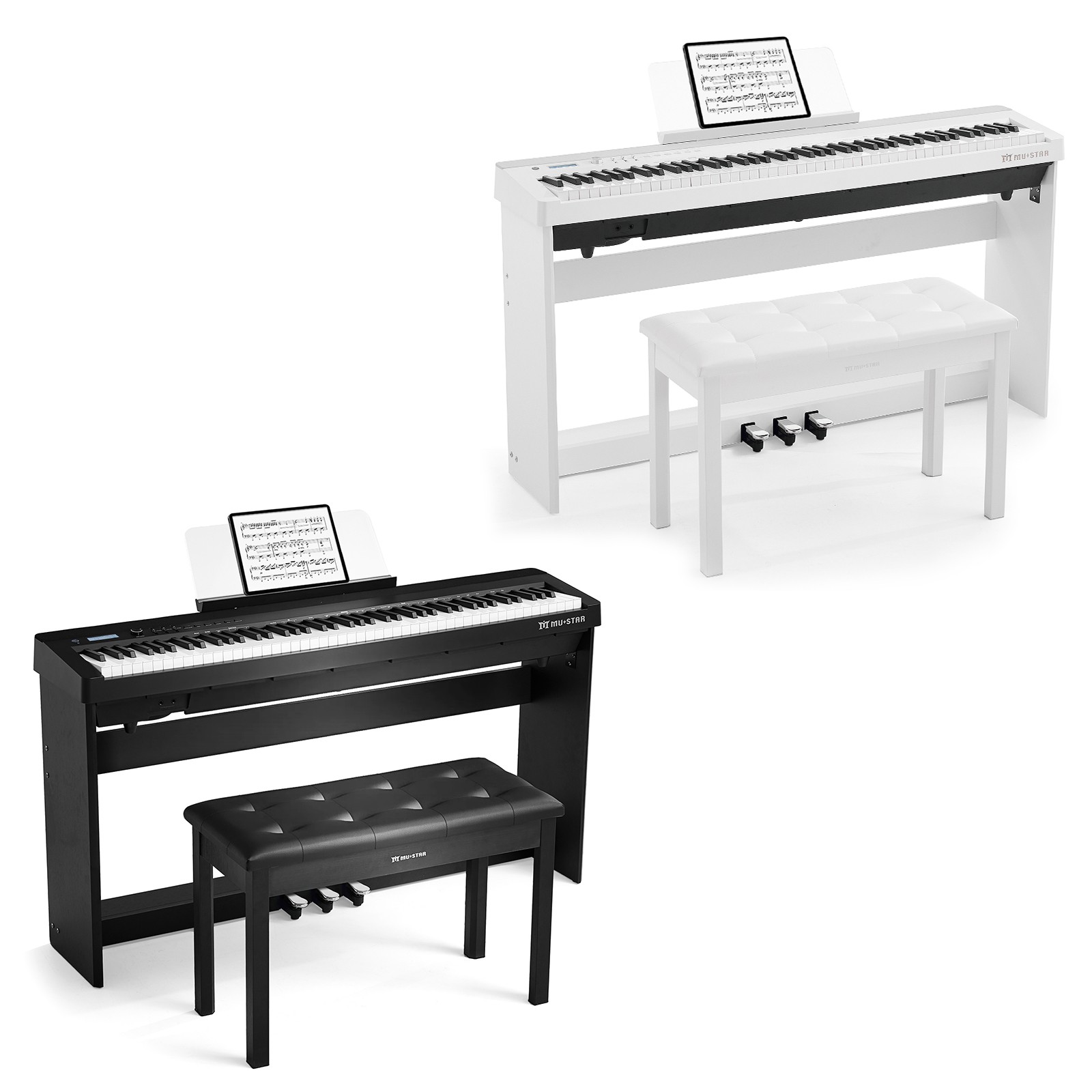 88 Keys Fully Weighted Digital Piano Graded Hammer Action Keyboard with Bench