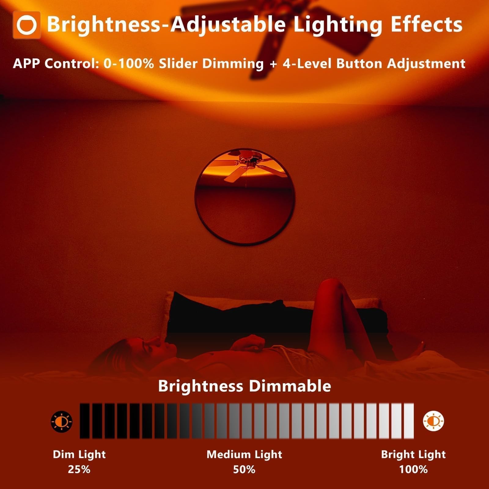 Sunset Lamp with App Control – 360° Rotatable Multicolor Sunset Projector, 16...