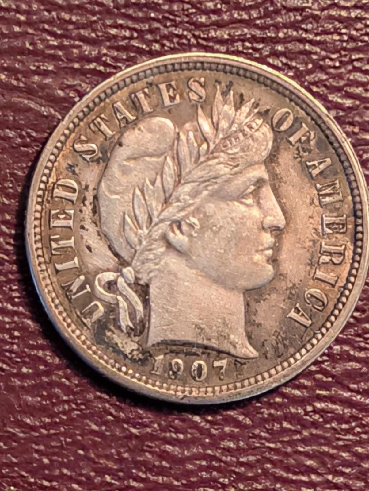 1907-P Barber Dime 10c Ungraded VF
