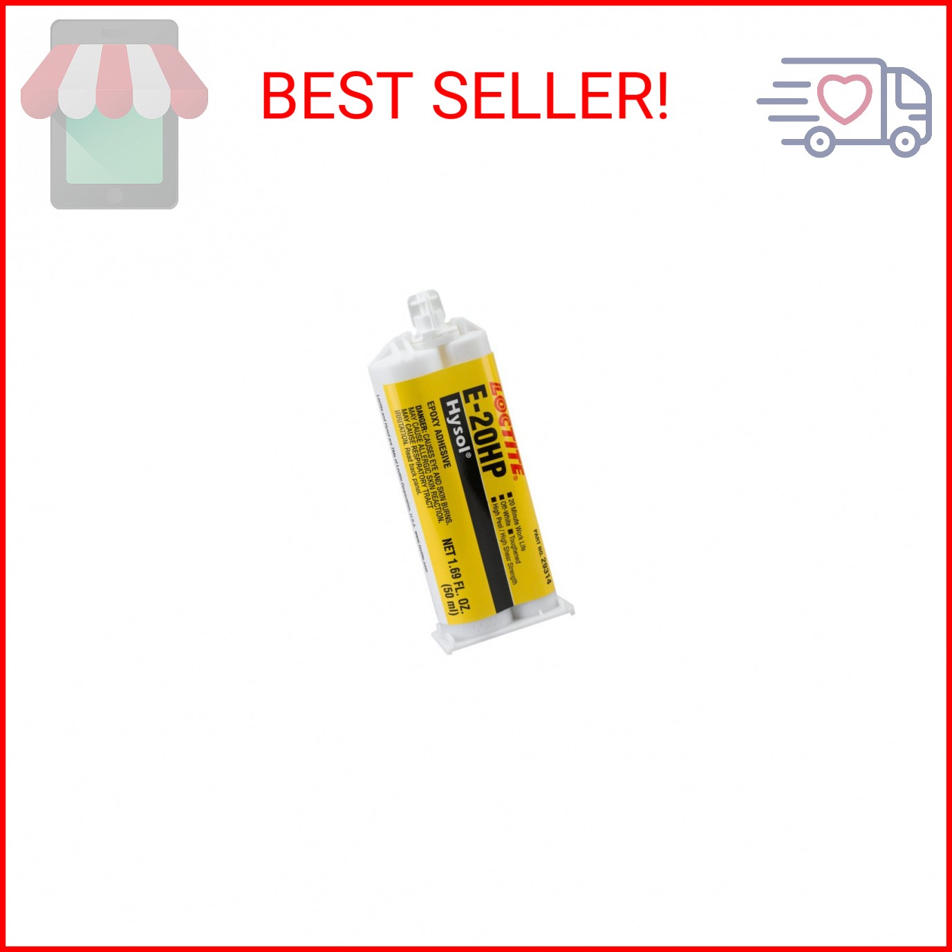 Loctite 237107 E-20HP Hysol Epoxy Structural Adhesive, 50 ml, Off White