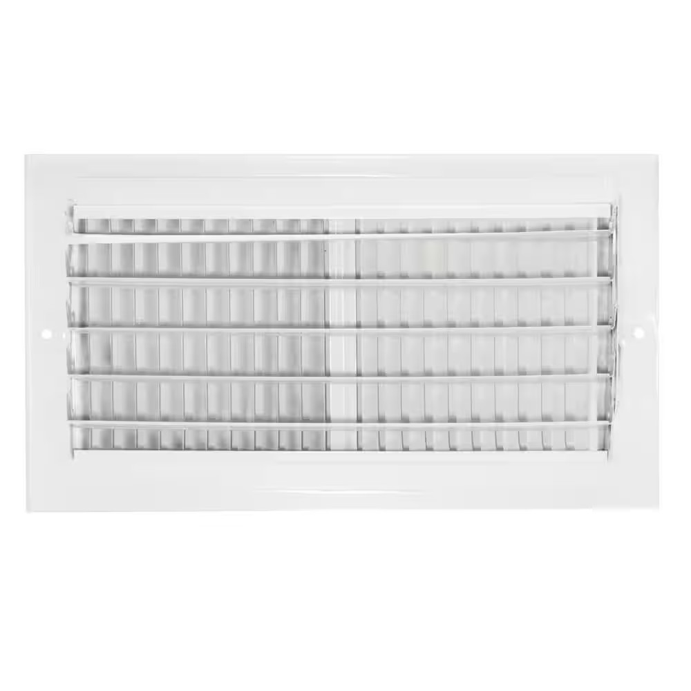 12 In. X 6 In. 2-Way Steel Wall/Ceiling Register, White