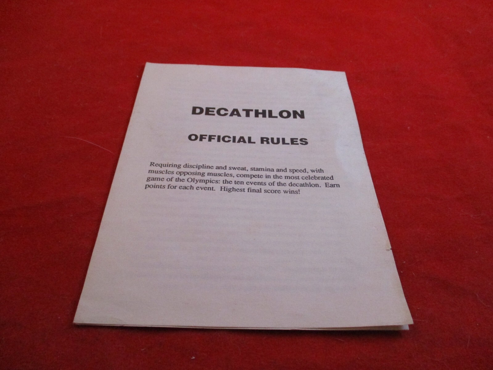 Decathlon Atari 2600 Official Rules Instruction Booklet ONLY #K1