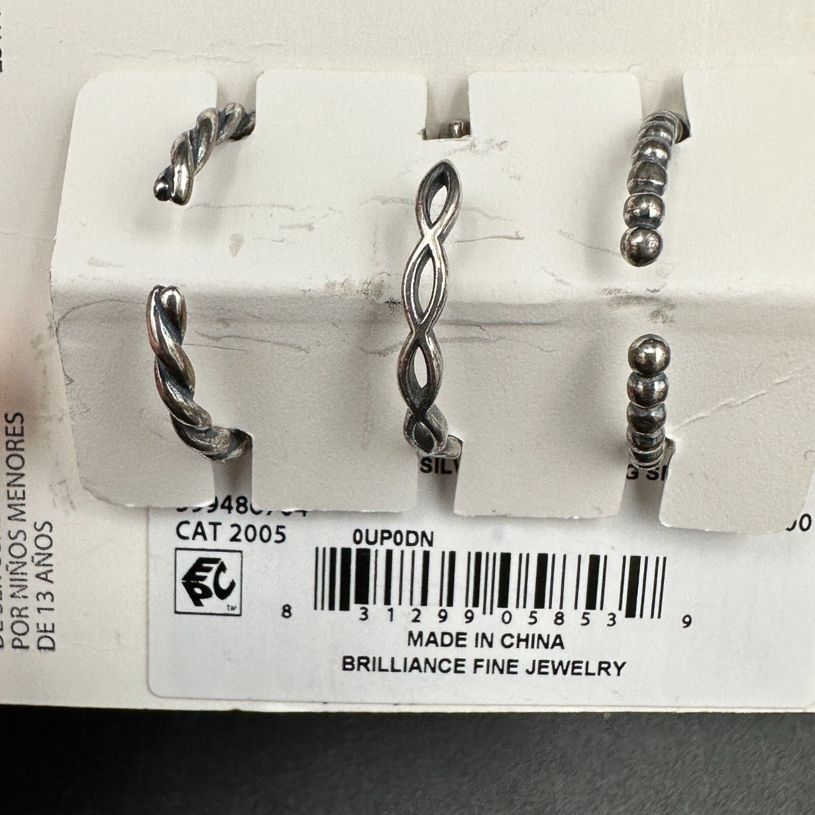 Brilliance Sterling Silver Rings Set Of 3 Stackable 925 Toe Rings Adjustable