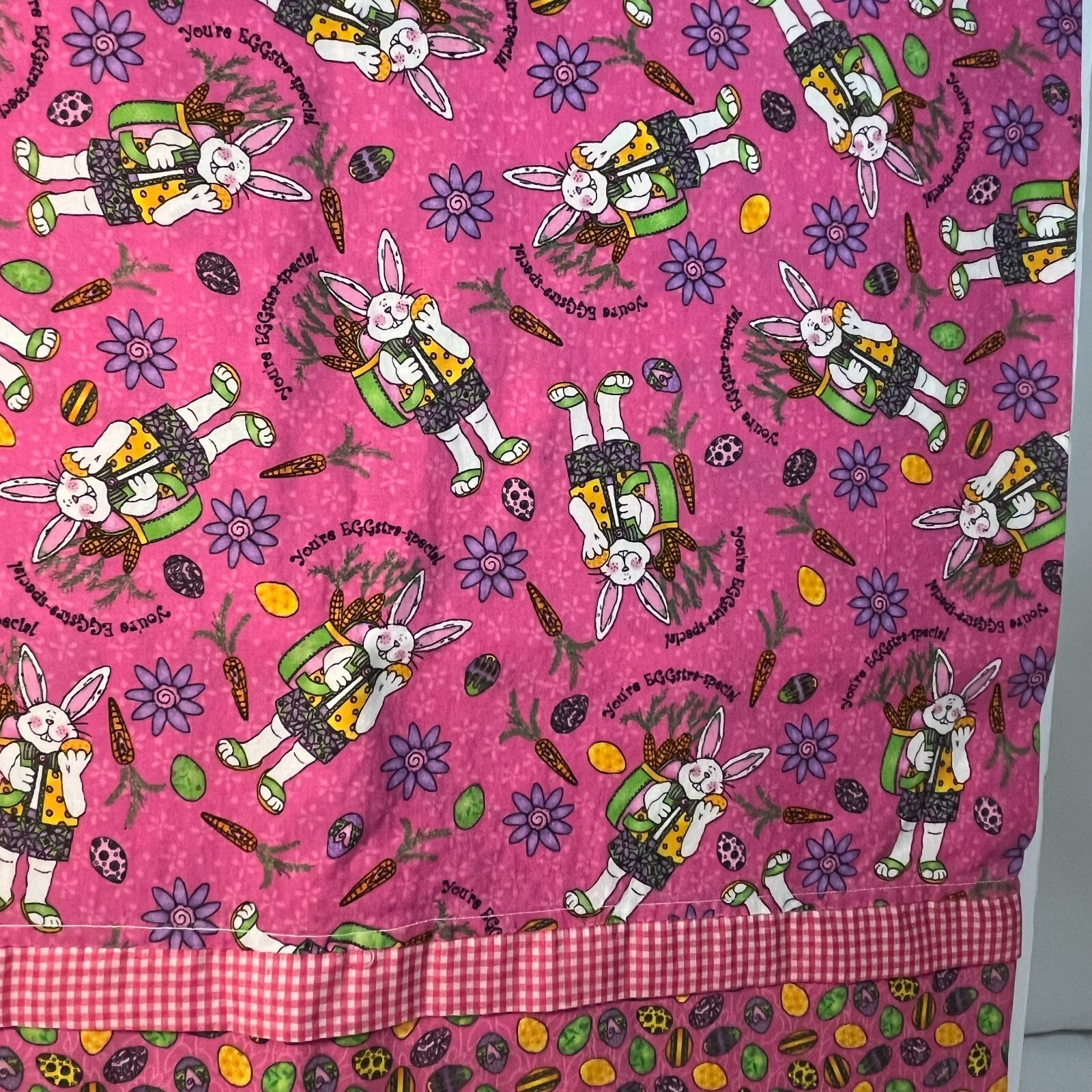 Handmade Easter Standard Pillow Case Bunny Eggs Carrots You're Eggstra-Special