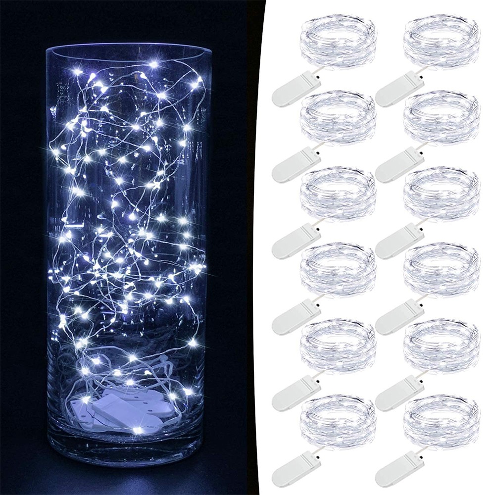 12pcs 6.6ft 20 LEDs String Fairy Lights Battery Operated Waterproof Clear White