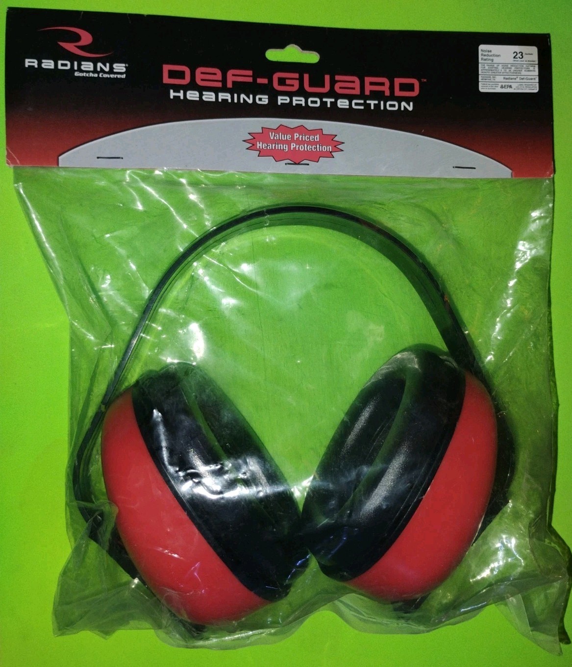 Radians Def‑Guard 23 Earmuff Hearing Protection Red, Adjustable #DF0310HC