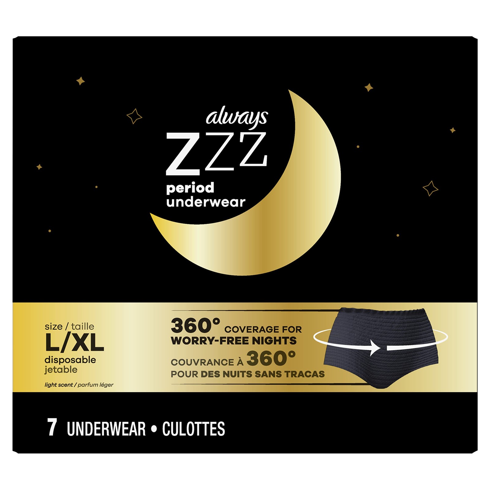 OPEN BOX 11 Count Always ZZZ Overnight Disposable Period Underwear for Women