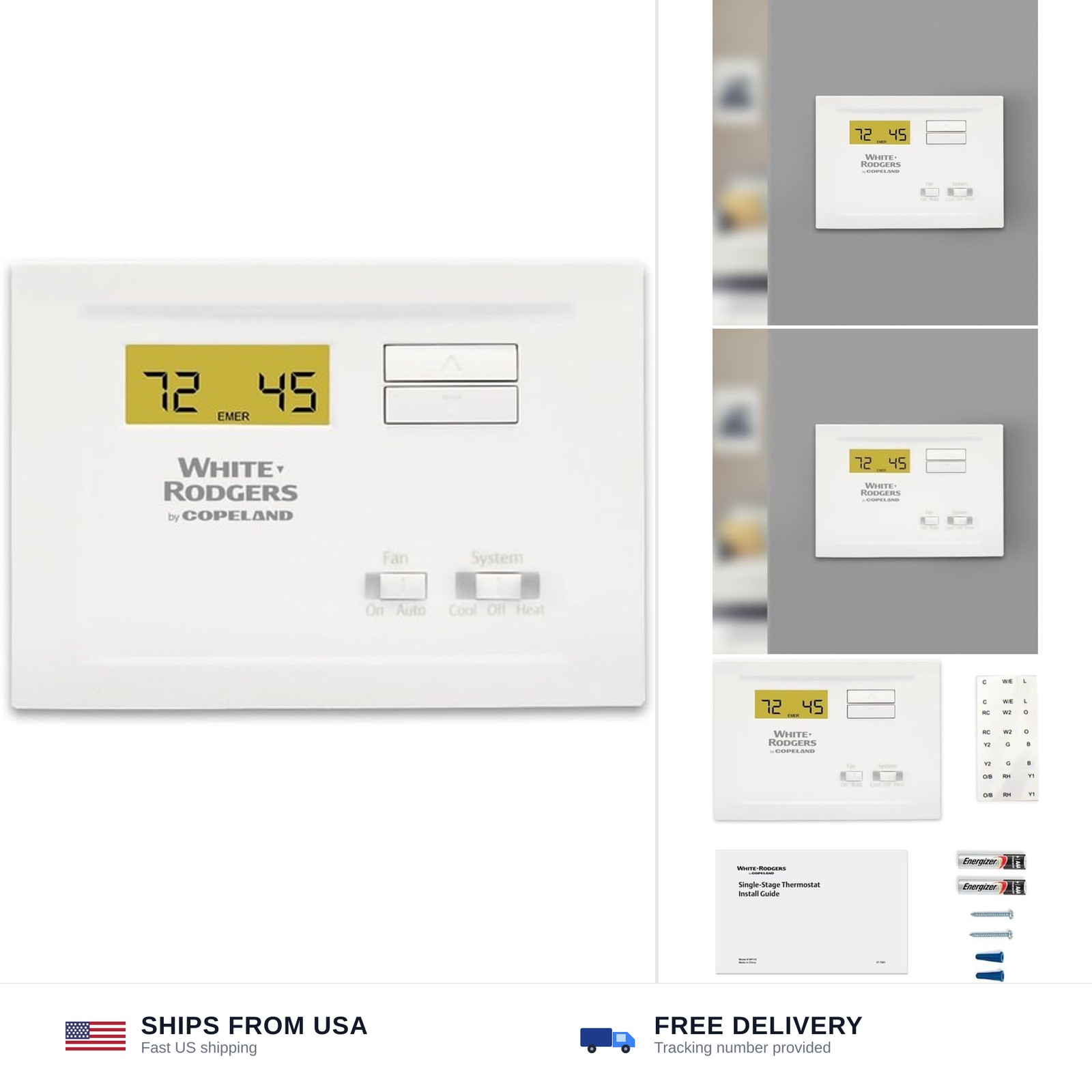 Emerson NP110 Non-Programmable Single Stage Thermostat, 4, 0.5