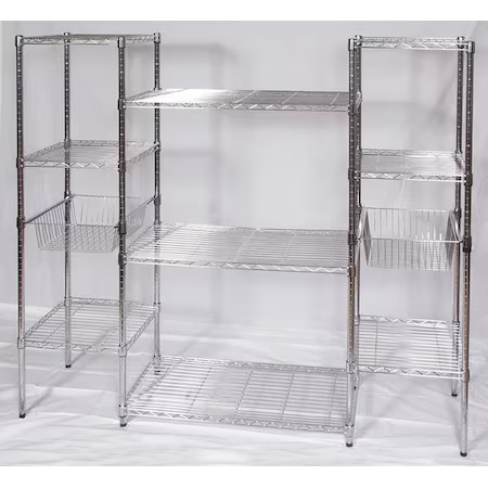 Zoro Select 1Ufl4 Wire Shelving Unit, 18"D X 68"W X 63"H, 9 Shelves, Chrome,