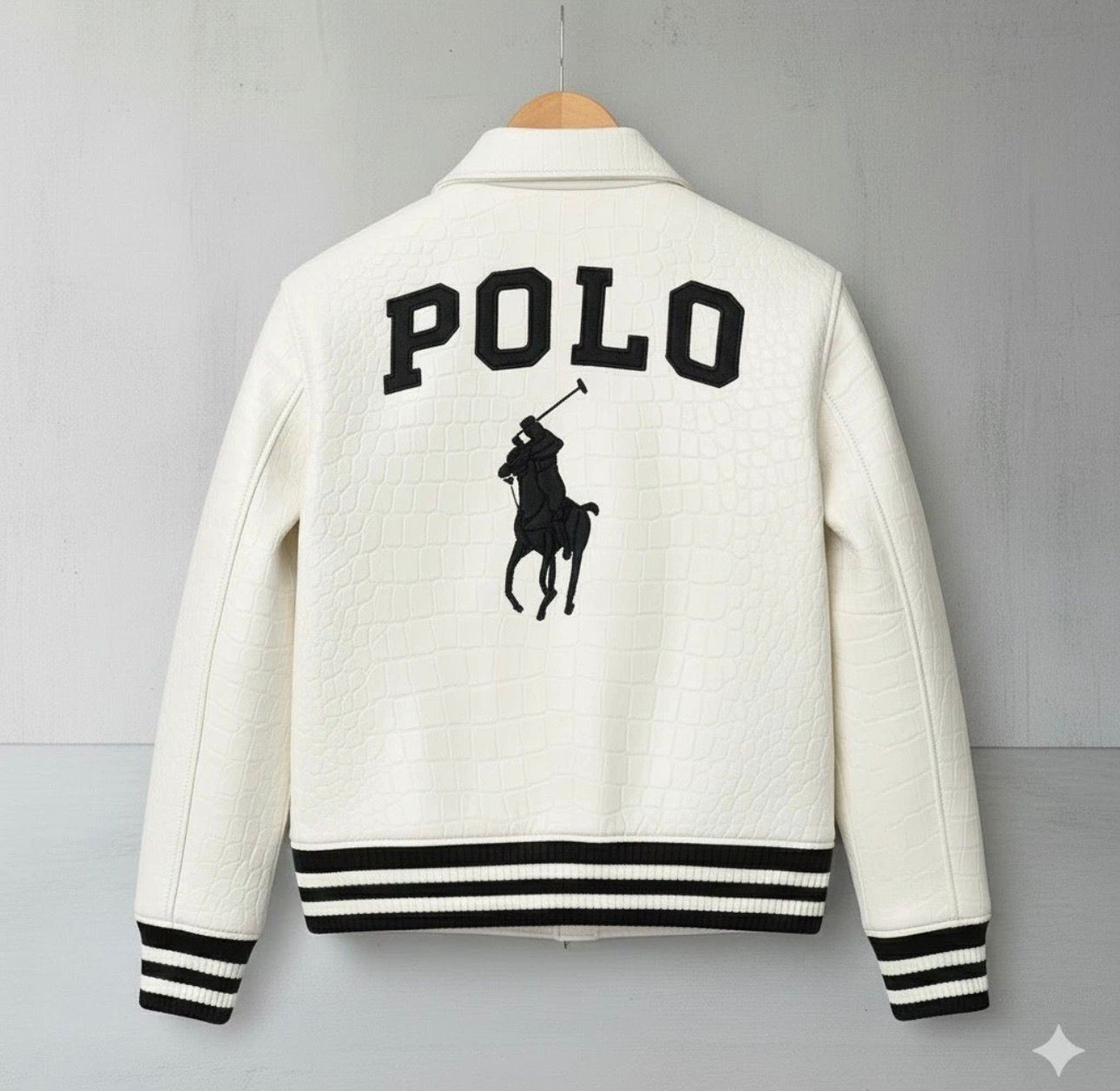 Polo Ralph Lauren Genuine Cowhide Crocodile Embossed Leather Jacket