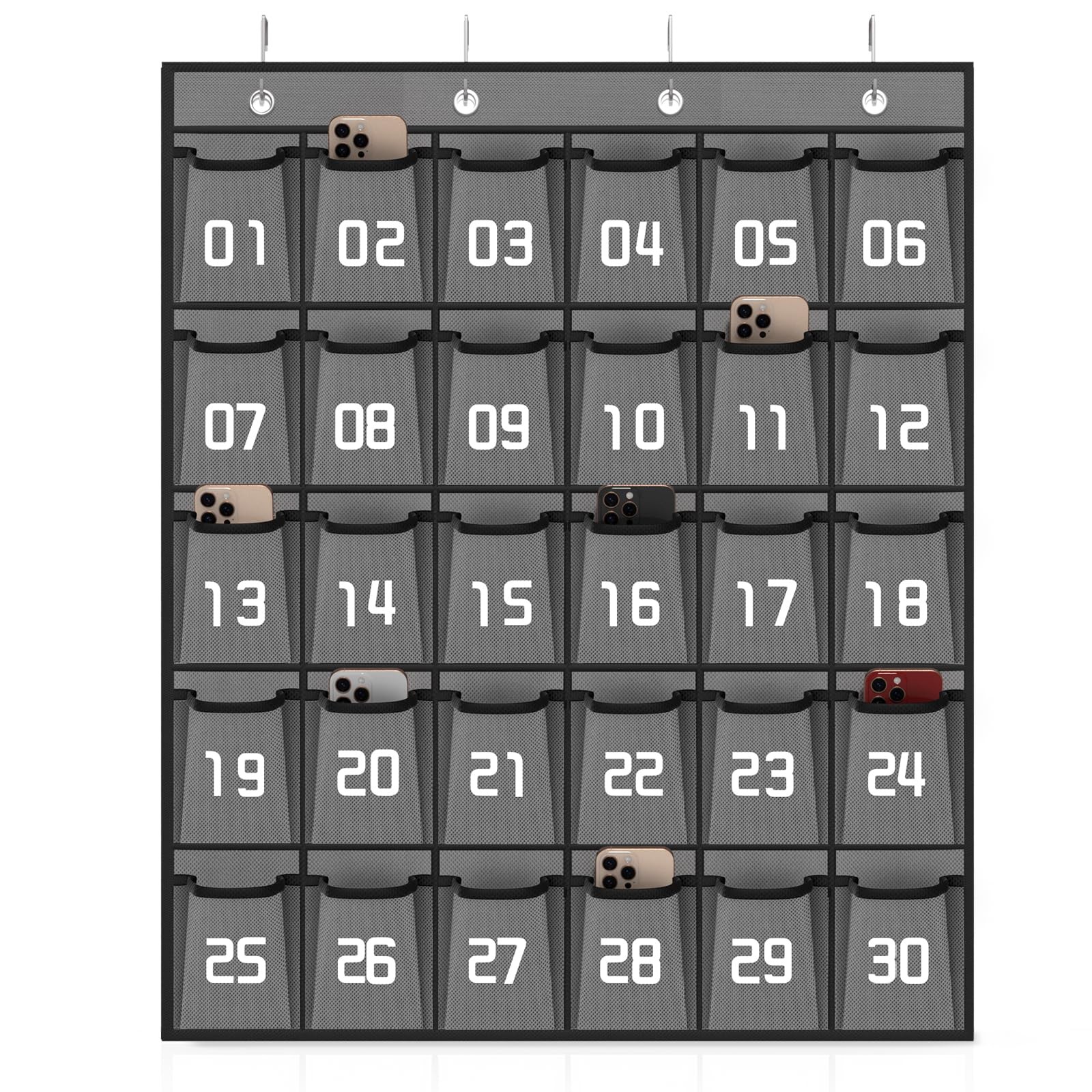 Gray Classroom Door Pocket Chart Cell Phones Holder Hanging Organizer 30 PCS