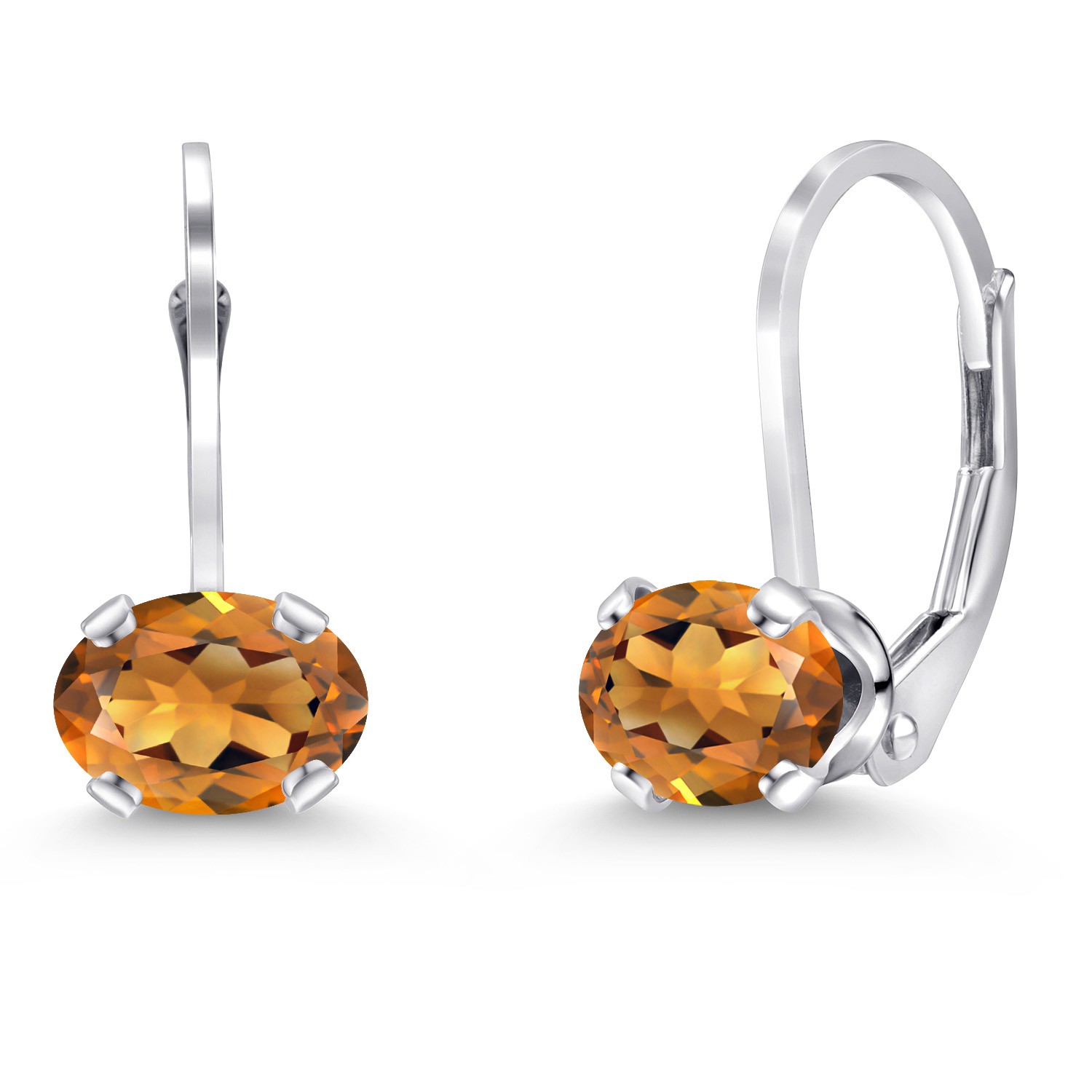 1.40 Cttw  Orange Red Madeira Citrine Leverback Earrings for Women | Gemstone