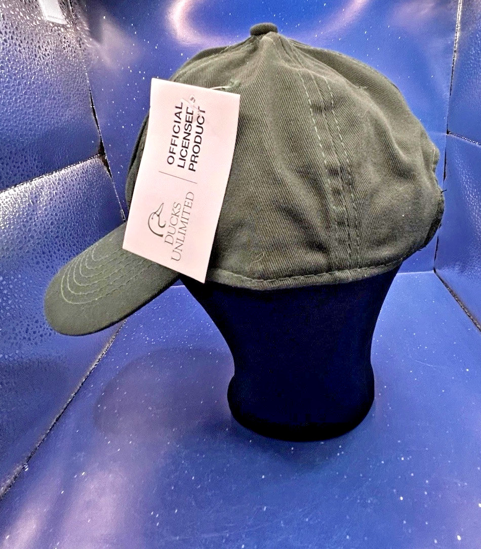 Green DUCKS UNLIMITED Outdoor Cap Shield Patch with Duck & Flags Adjustable New