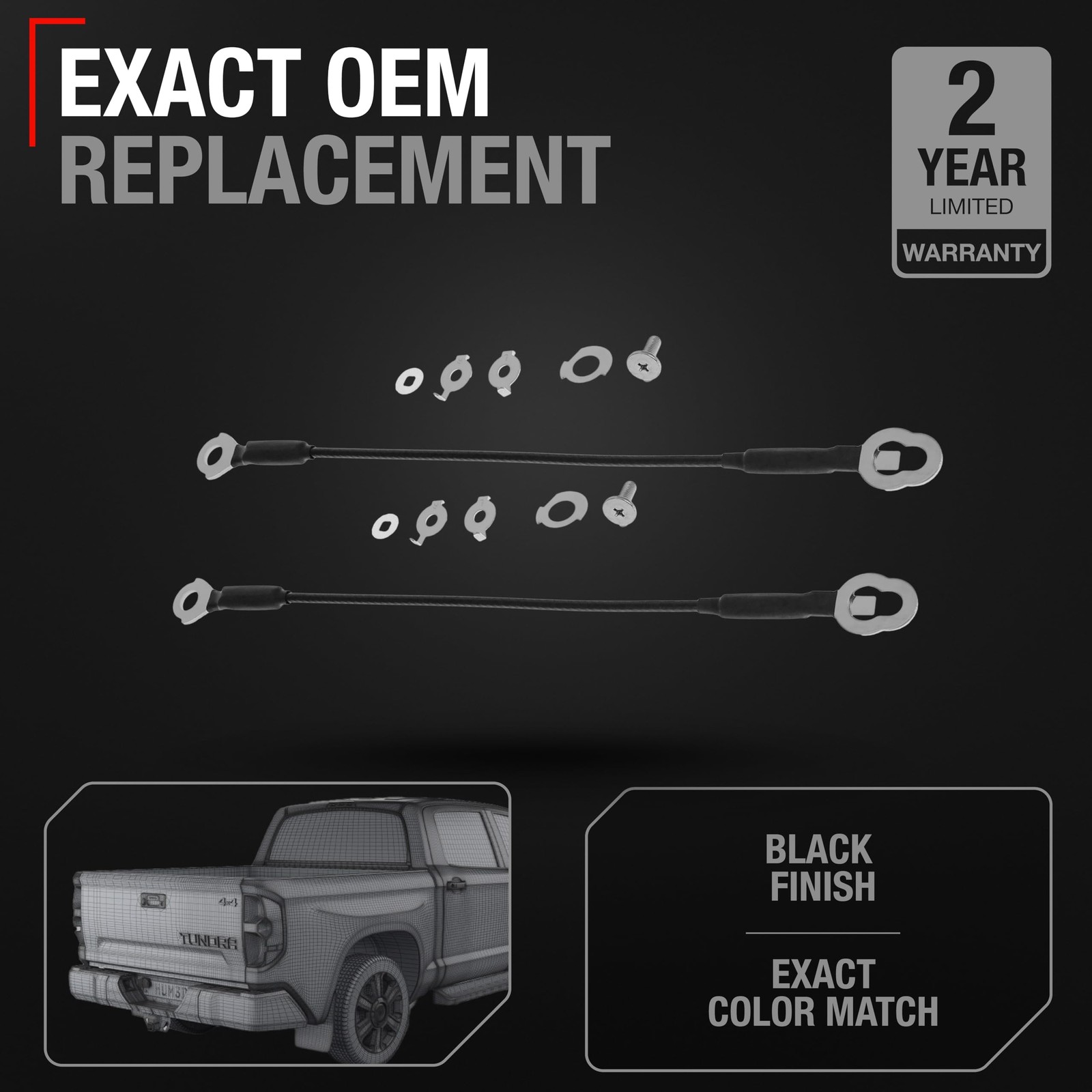 Tailgate Cable Replacement Set,, Rear Left & Right Side - Compatible with 200...
