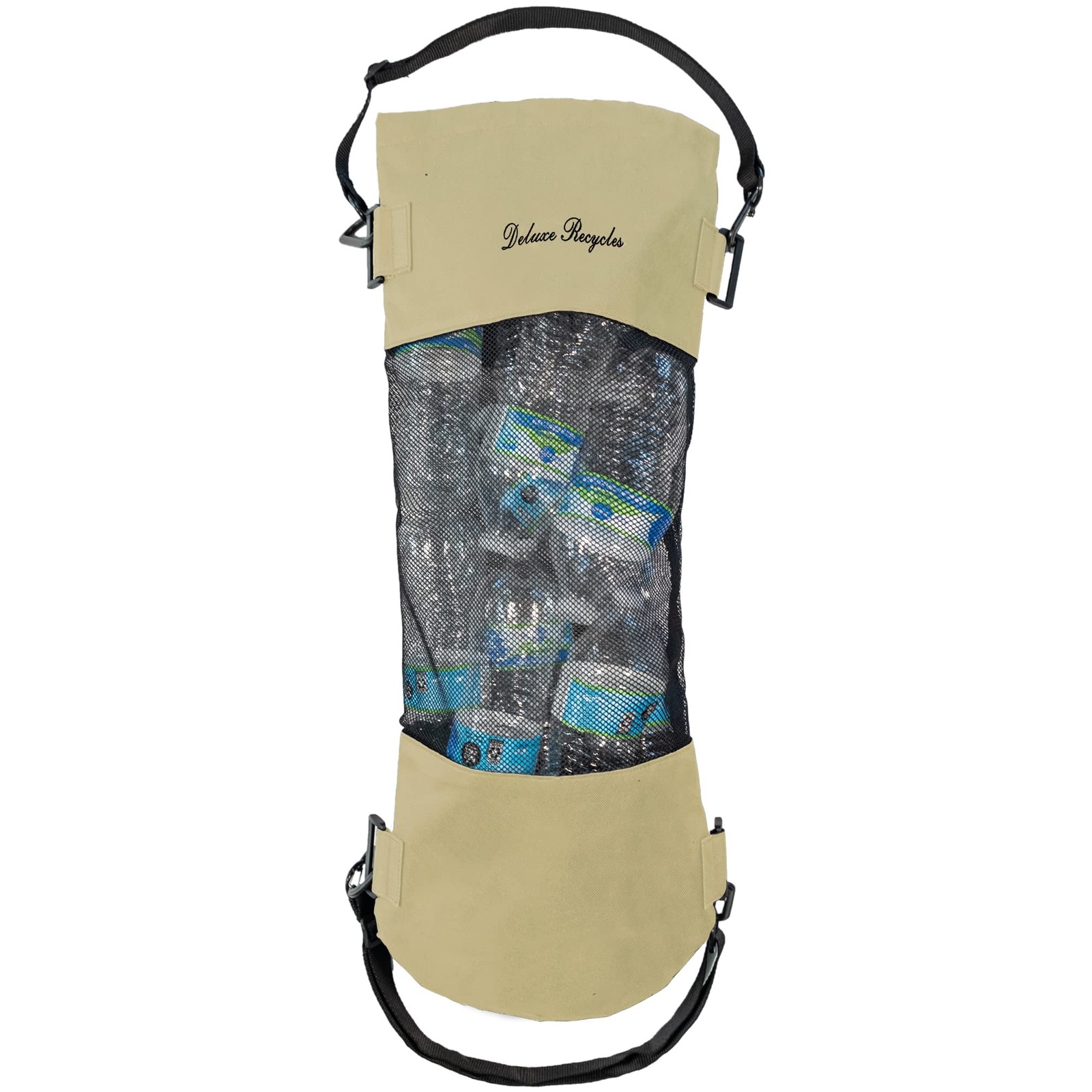 Deluxe Recycles Portable Mesh Trash Bag for Boat - Washable Leakproof Beige