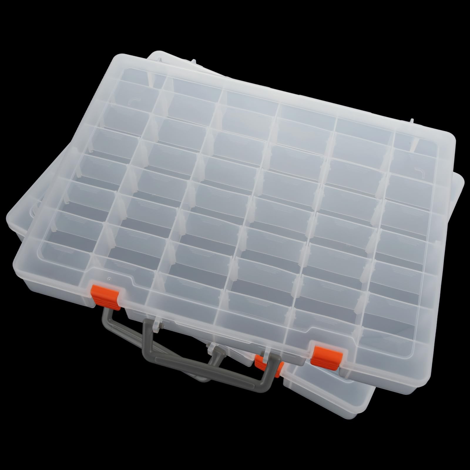2 Pack Large 48 Girds Plastic Organizer Box with Adjustable Dividers, Clear S...
