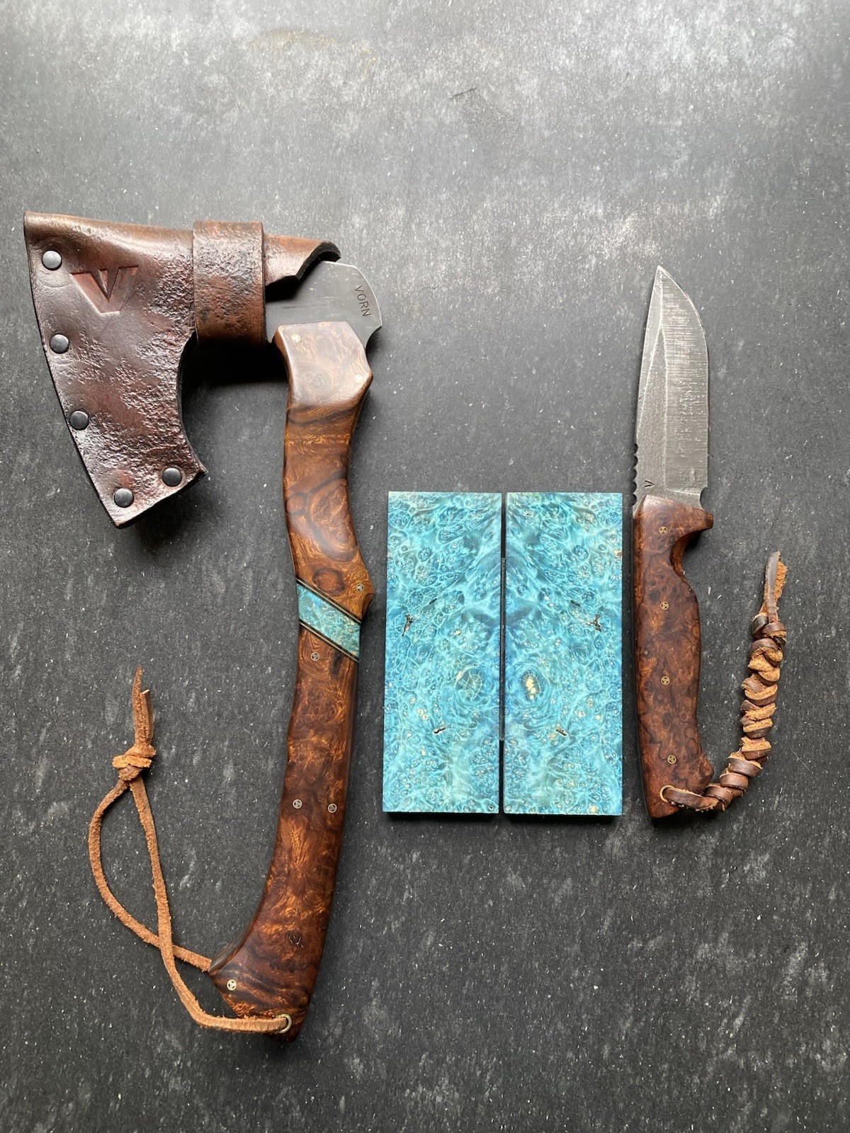 Dyed Box Elder Book Matched Knife Scales 4.98” x 1.76” x .40”