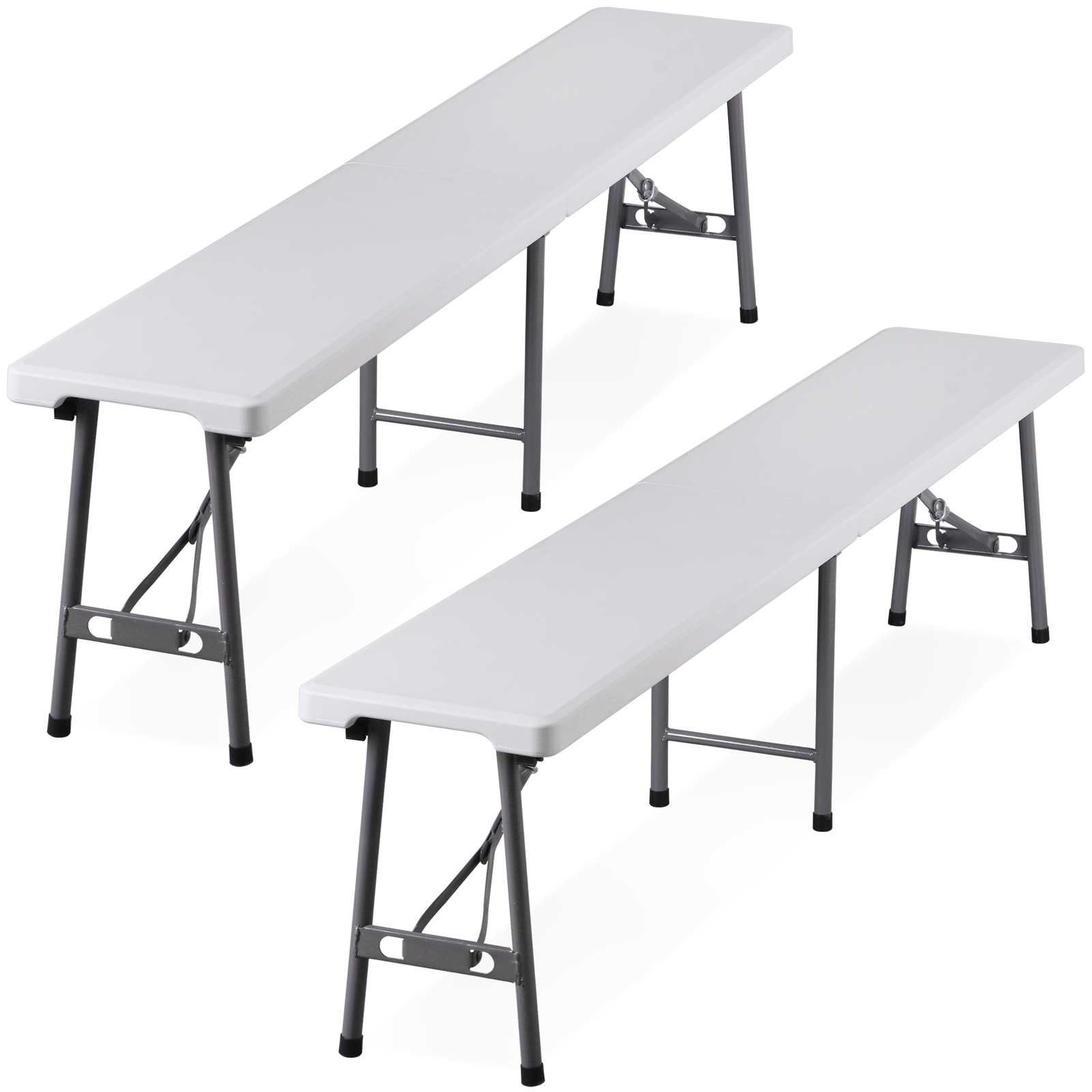 2X 6FT Plastic Foldtable Bench w/ Handles Outdoor Portable Stackable Bench Party