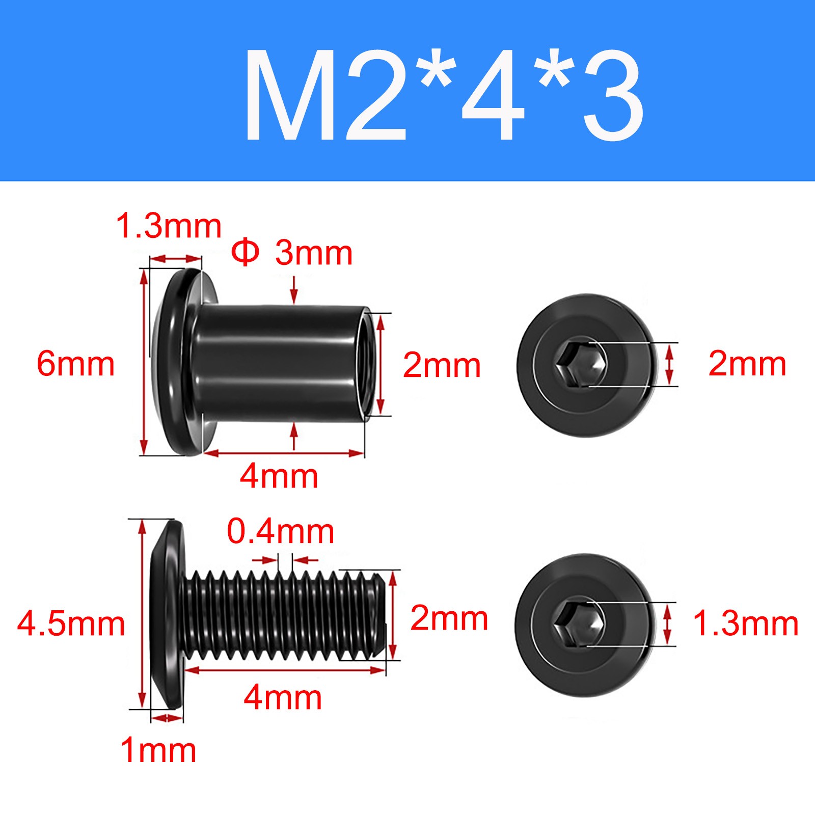 M2-M10 Black Stainless Steel Chicago Screws Sex Bolts Hex Socket Barrel Nut Post