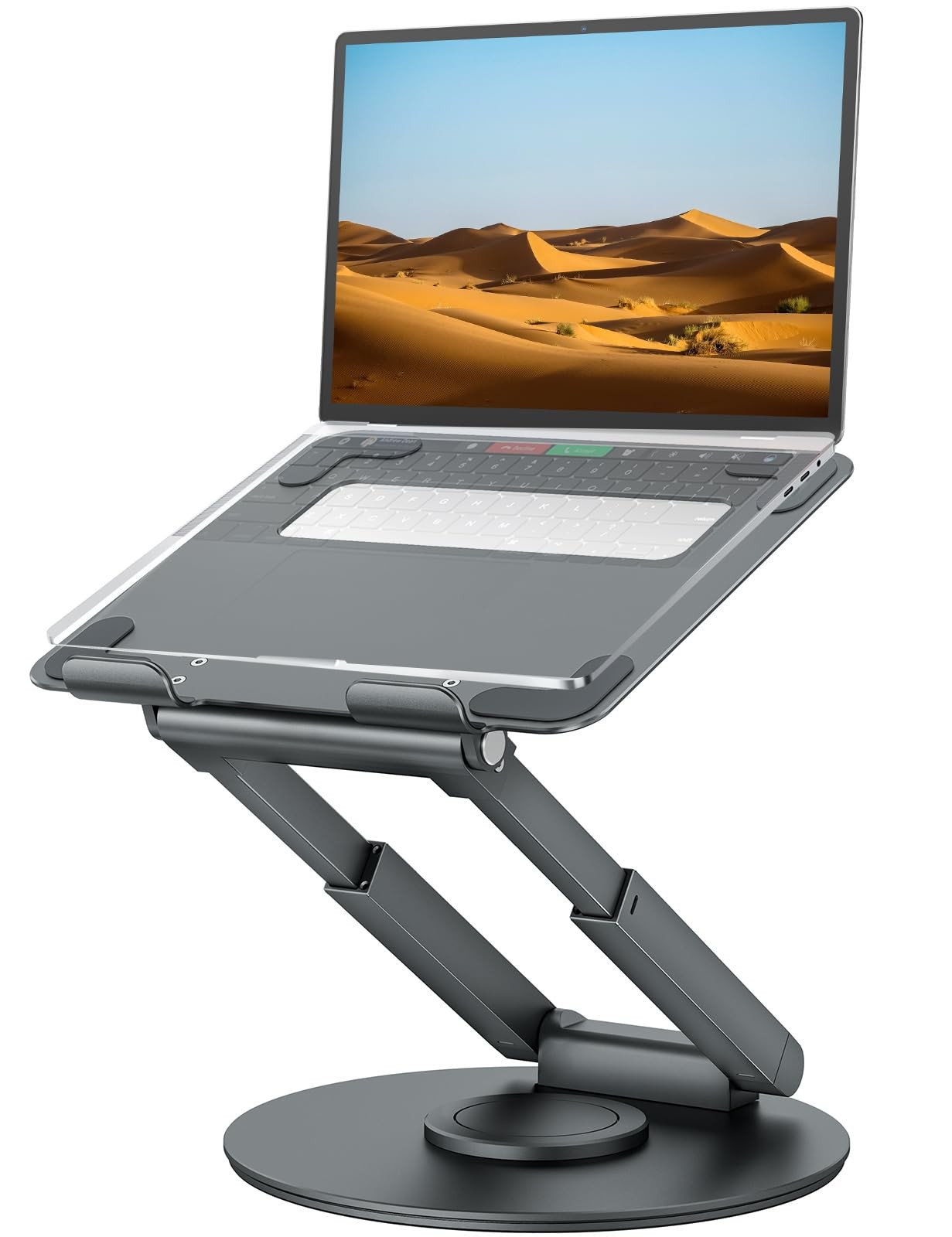 Telescopic Laptop Stand for Desk with 360° Swivel Base, Sit to Stand, Height ...