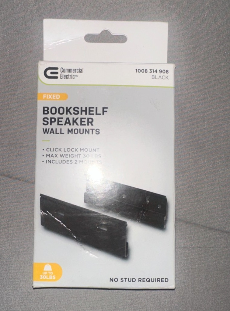 Commercial Electric Fixed Bookshelf Speaker Wall Mounts Black Open Box