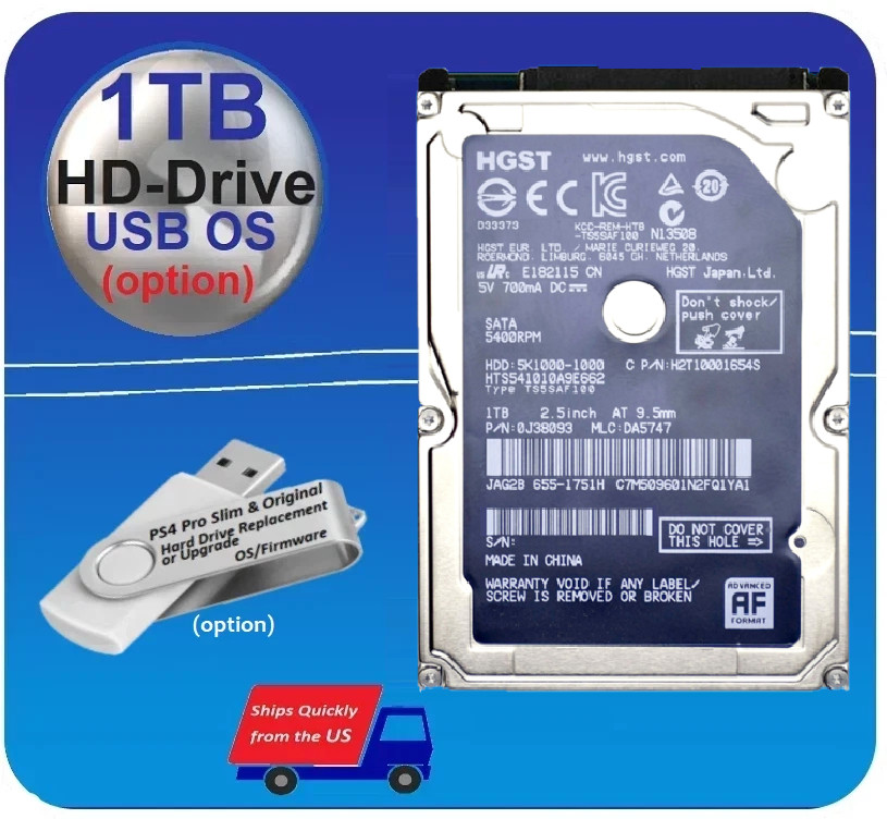 PS4 Internal Hard Drive 1TB HD PS4 Pro, Ps4 Slim & Ps4 OG PS4 USB Drive Option