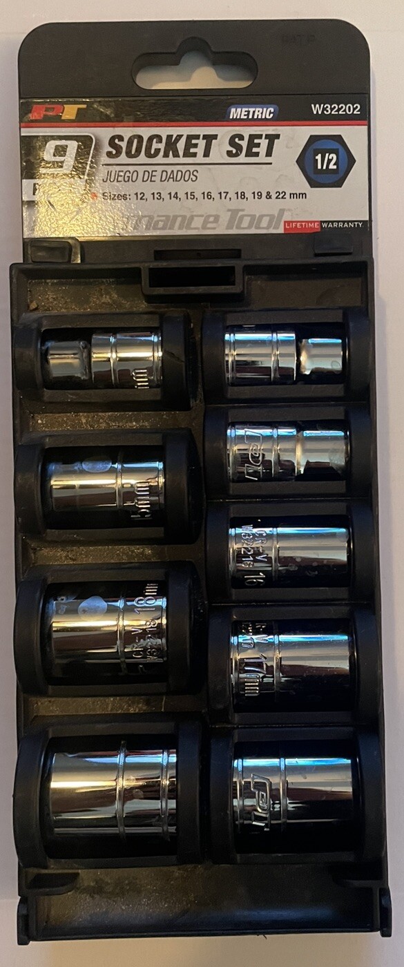 Performance Tool 1/2" DR Metric Socket Set - 9-Piece W32202