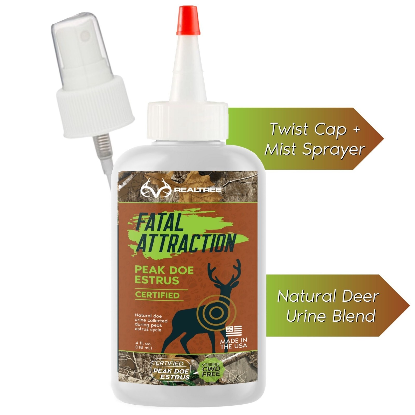 Zone Realtree Fatal Attraction; Peak Doe Estrus, 4oz; Twist Top + Sprayer