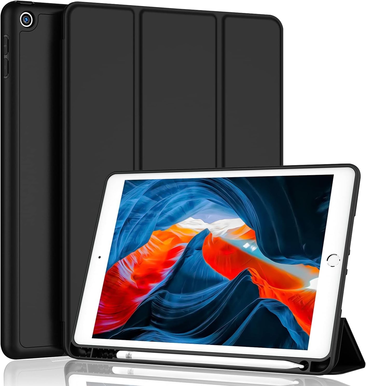 iPad 9th 8th 7th Generation 10.2" Smart Cover Case for Apple Tablet w/ Soft Skin